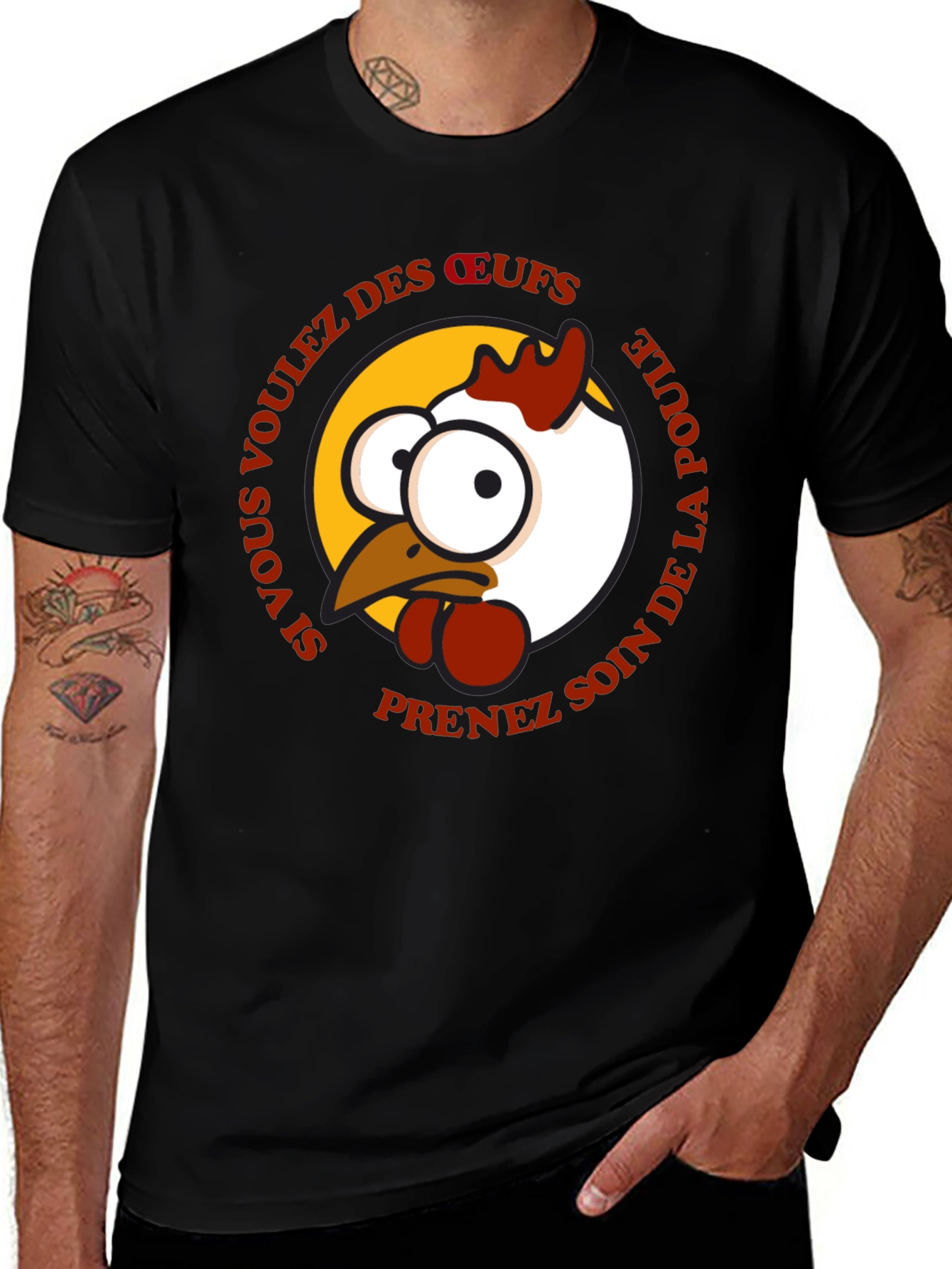 Funny Chicken T-Shirt - French Text Design