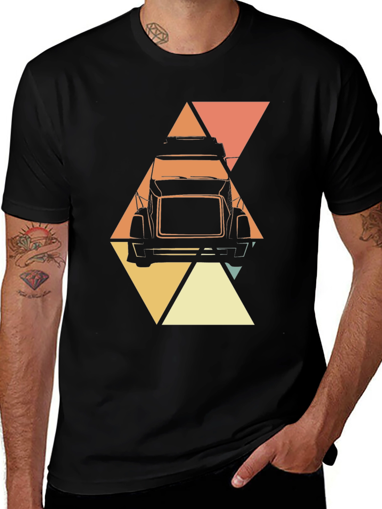 Variant 11 of Retro Trucker T-Shirt - Geometric Design