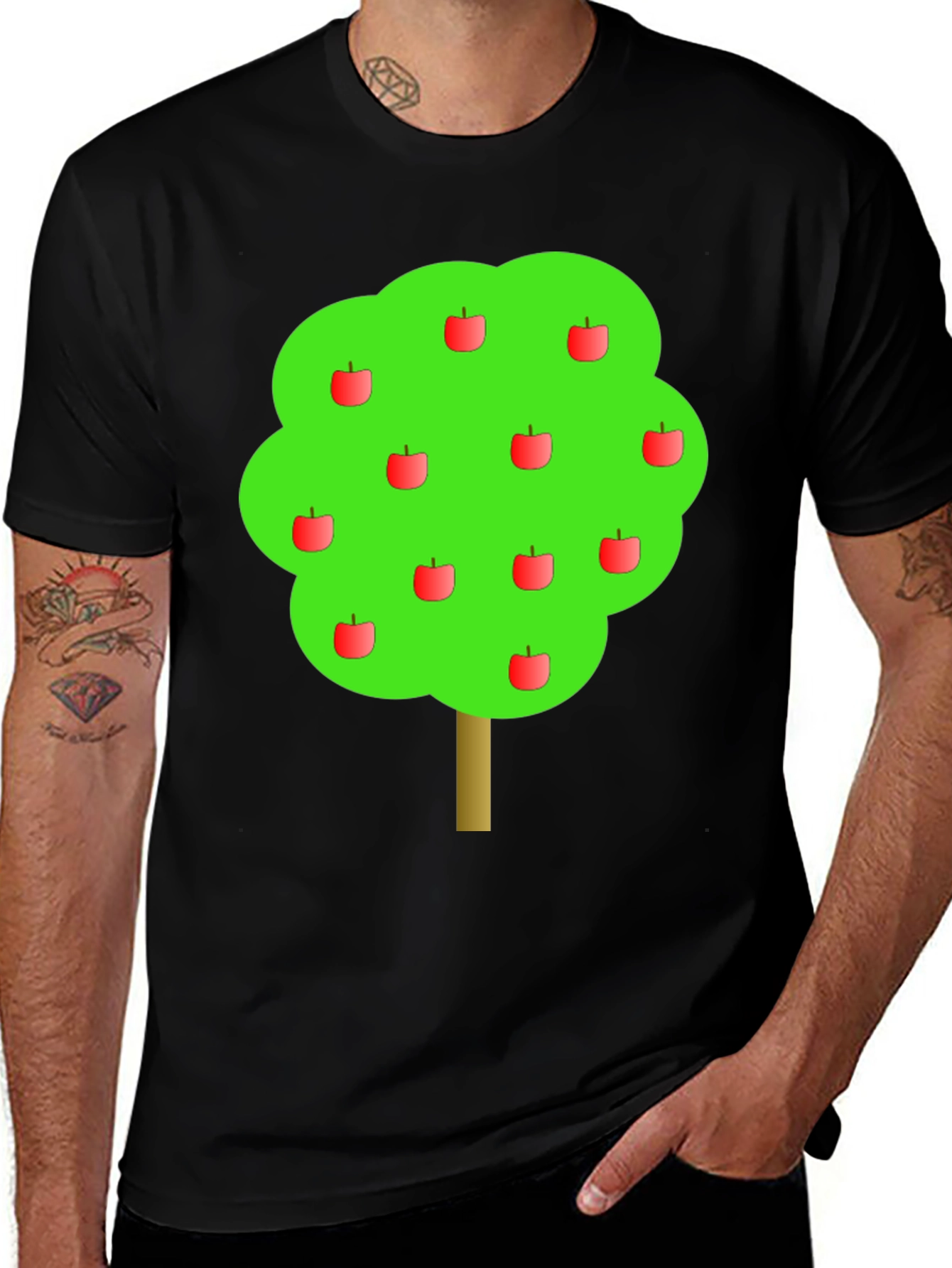 Variant 17 of Apple Tree Graphic Black T-Shirt