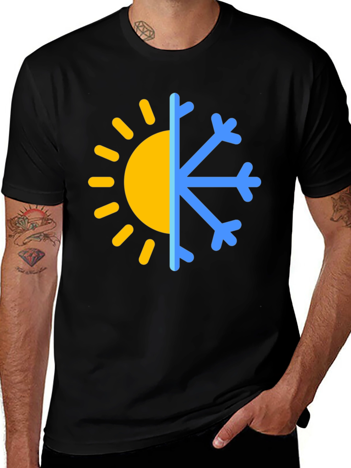 Variant 28 of Hot & Cold Weather Graphic Tee - Black Unisex T-Shirt