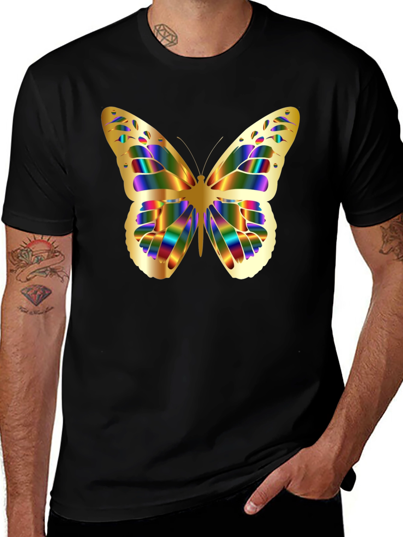 Variant 2 of Butterfly Graphic Print Black T-Shirt