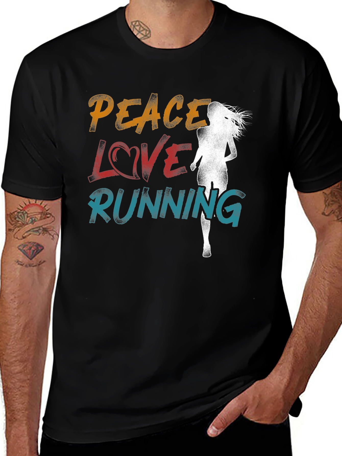 Variant 18 of Peace Love Running Graphic Tee