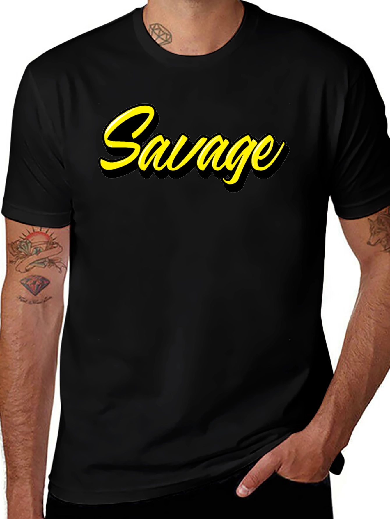 Variant 3 of Savage Graphic Tee - Black Cotton T-Shirt