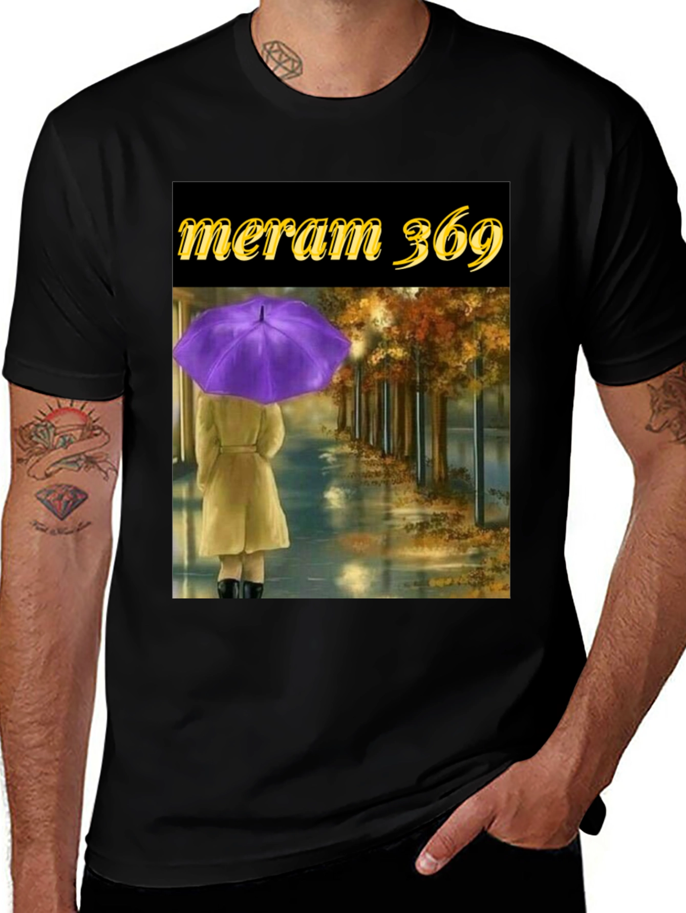 Variant 29 of Meram 369 Graphic T-Shirt: Rainy Day Autumn Scene