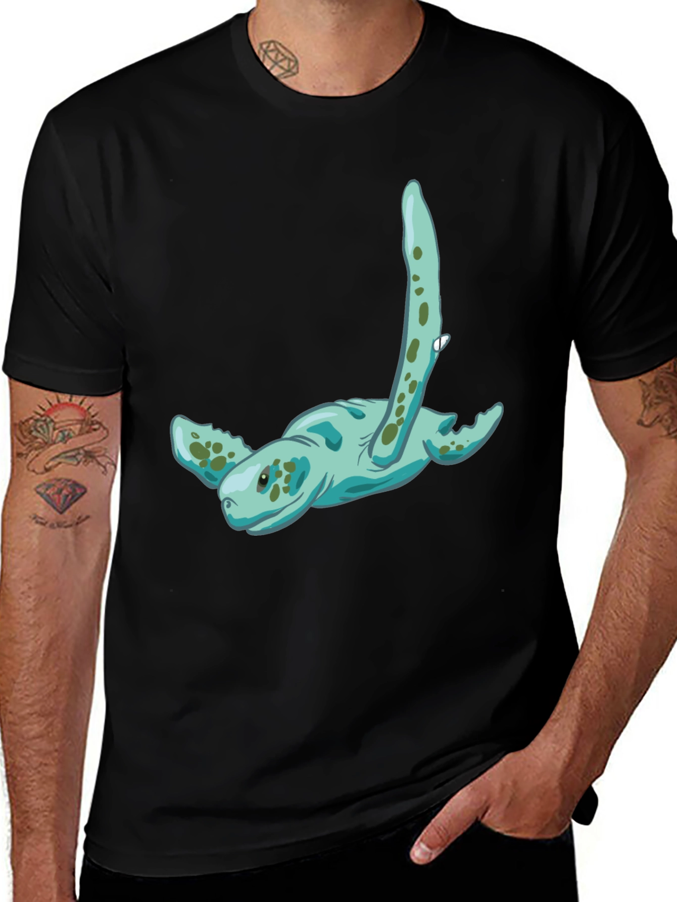 Variant 2 of Sea Turtle Graphic Black T-Shirt