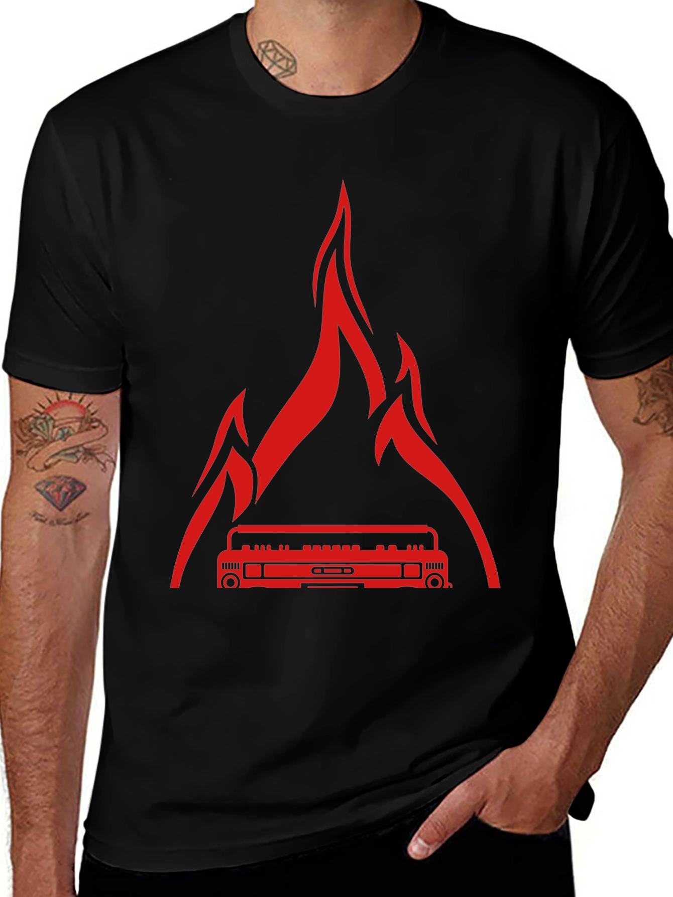 Fire Boombox Graphic T-Shirt - Men's Black Tee