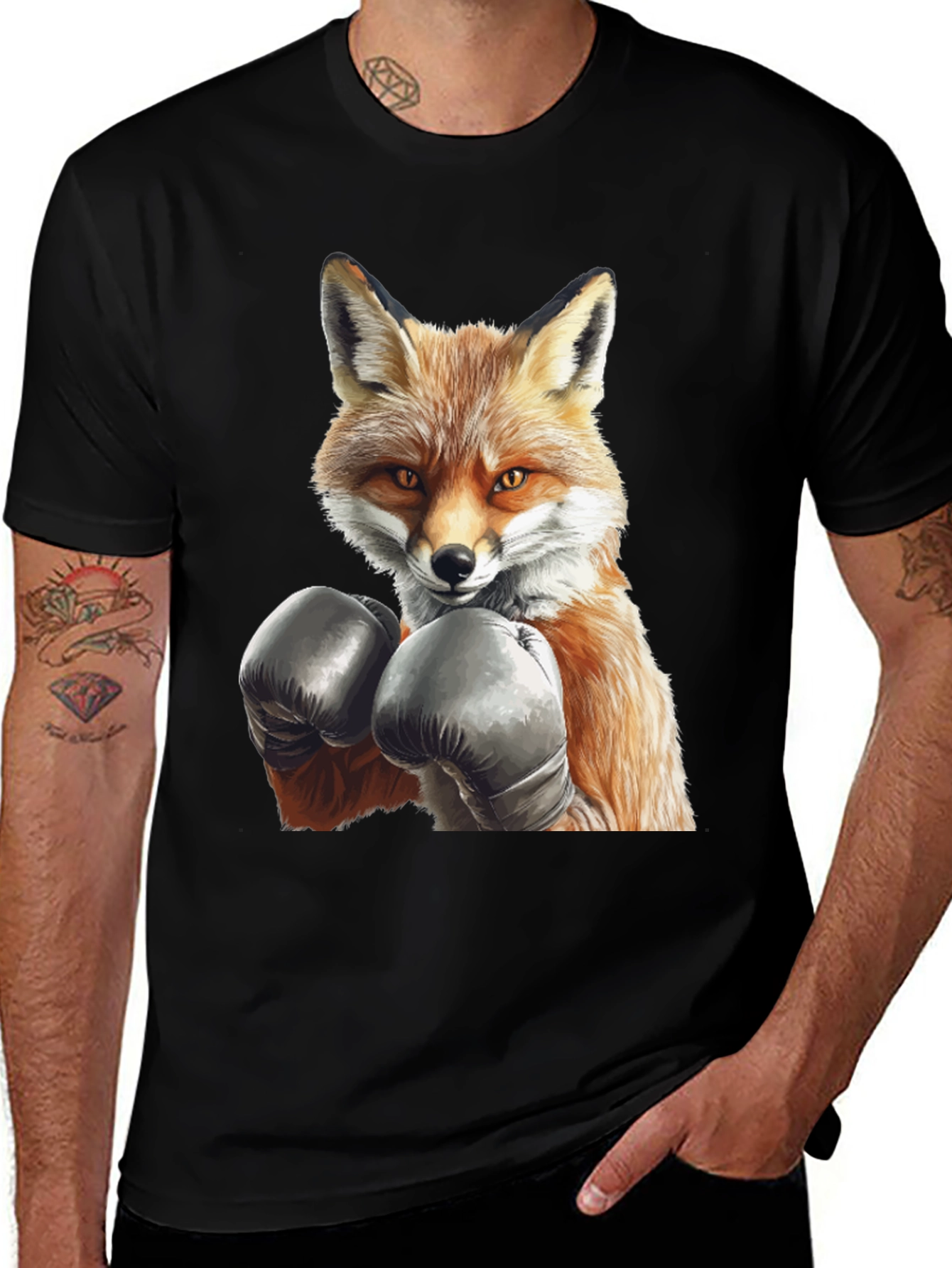 Variant 24 of Fox Boxer Graphic Tee - Black Crew Neck T-Shirt