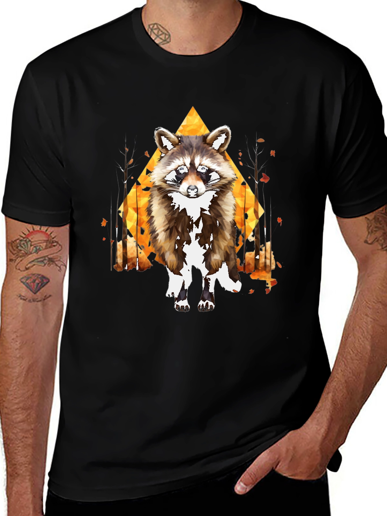 Variant 29 of Raccoon Graphic Tee - Men's Black T-Shirt