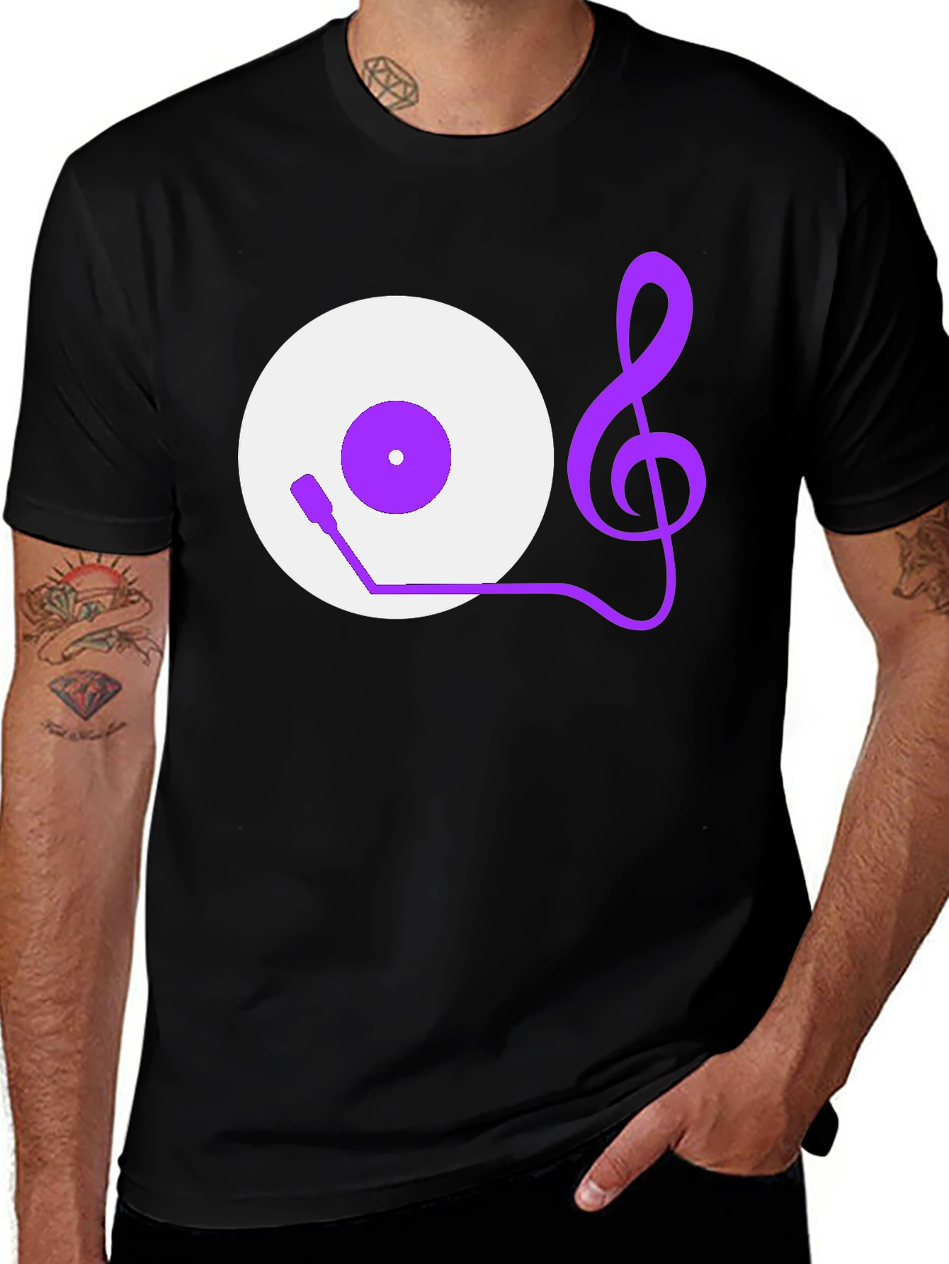 Variant 26 of Vinyl Music Note Graphic Tee - Black