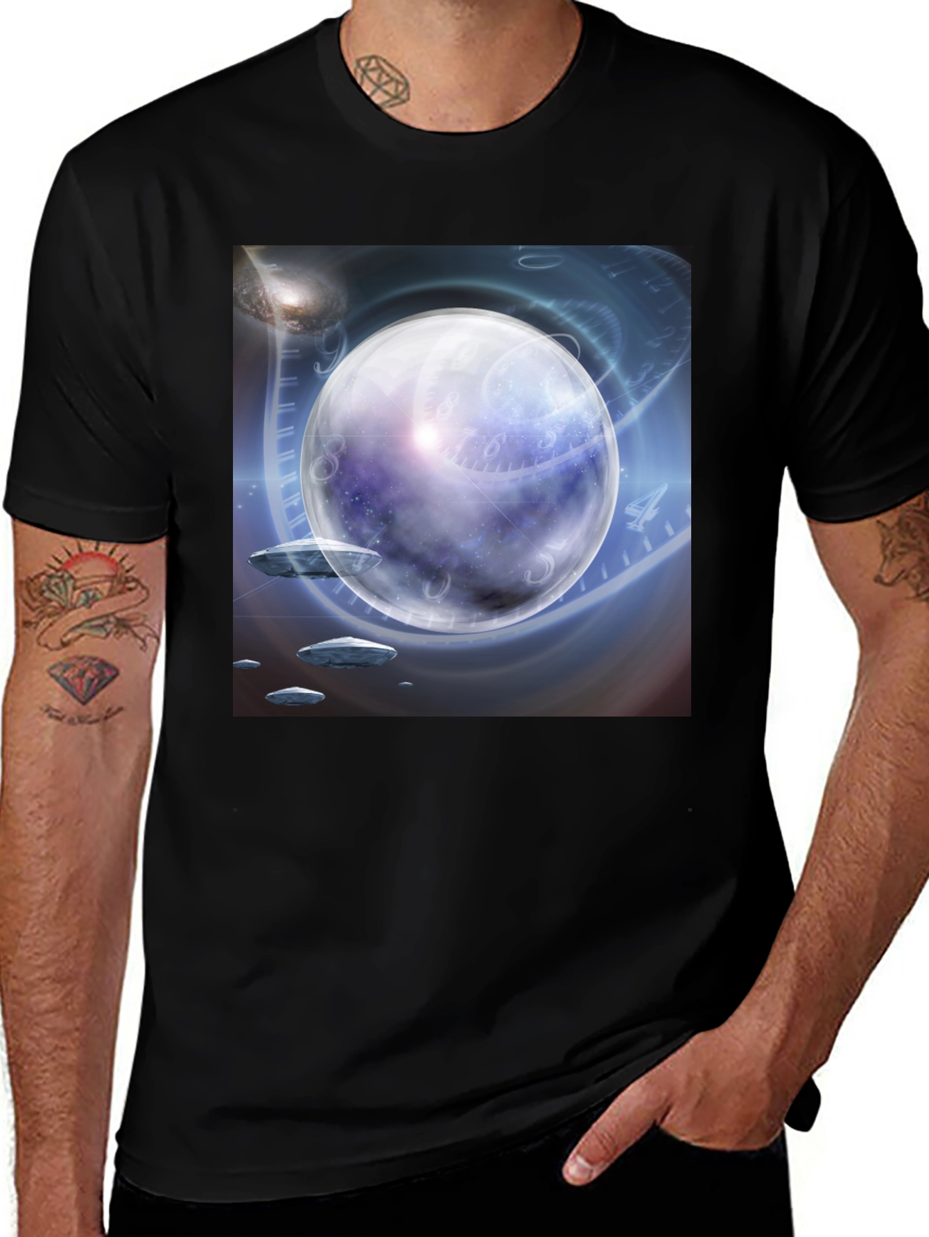 Cosmic Orb Graphic Tee - Black
