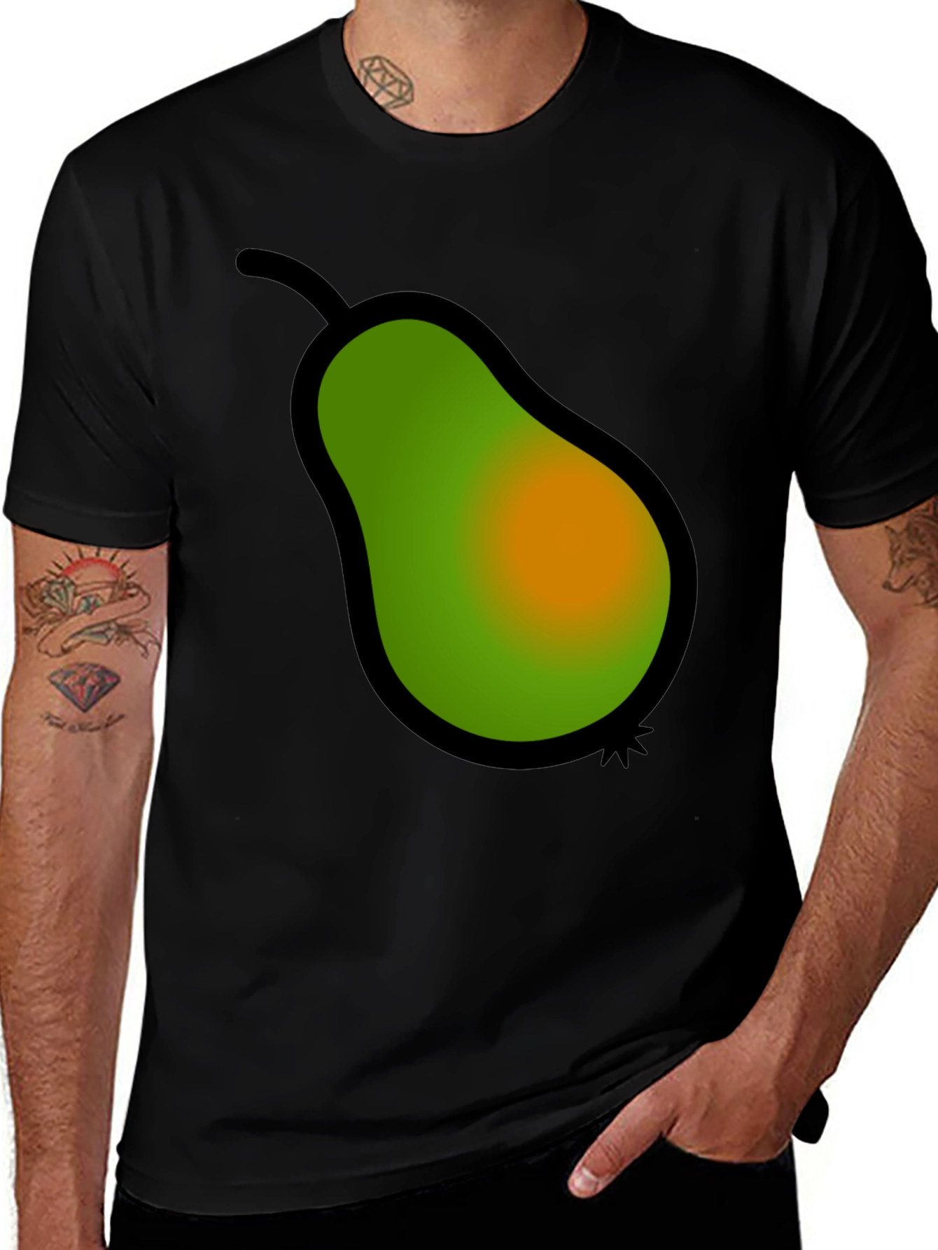 Variant 16 of Pear Graphic Black T-Shirt - Casual Style