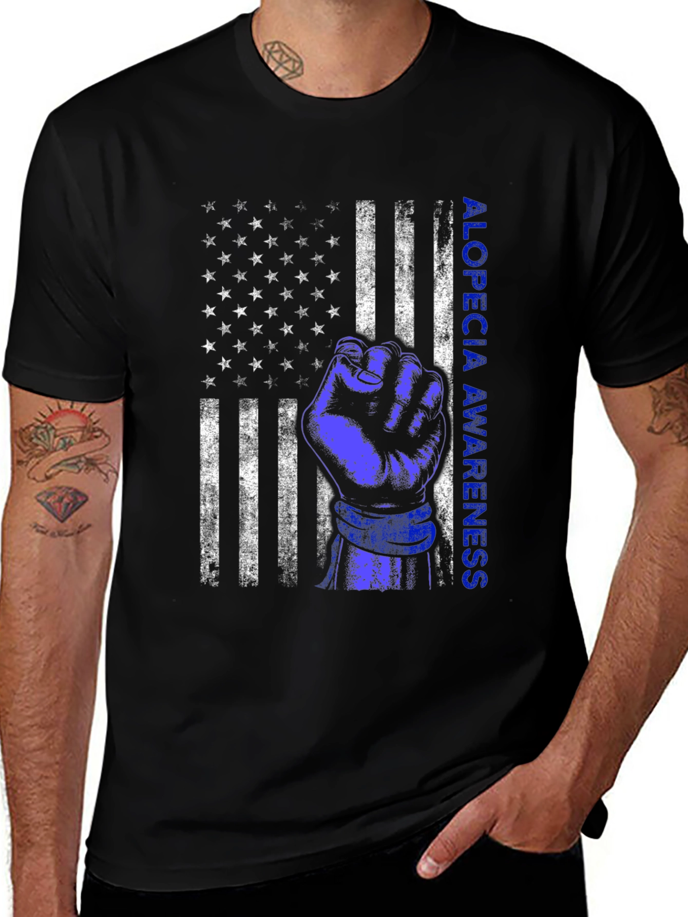 Alopecia Awareness Flag Graphic T-Shirt
