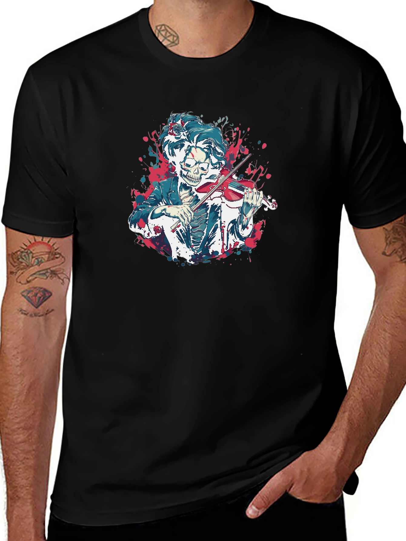Variant 30 of Skeleton Violinist Graphic Tee - Unique Music Lover Shirt