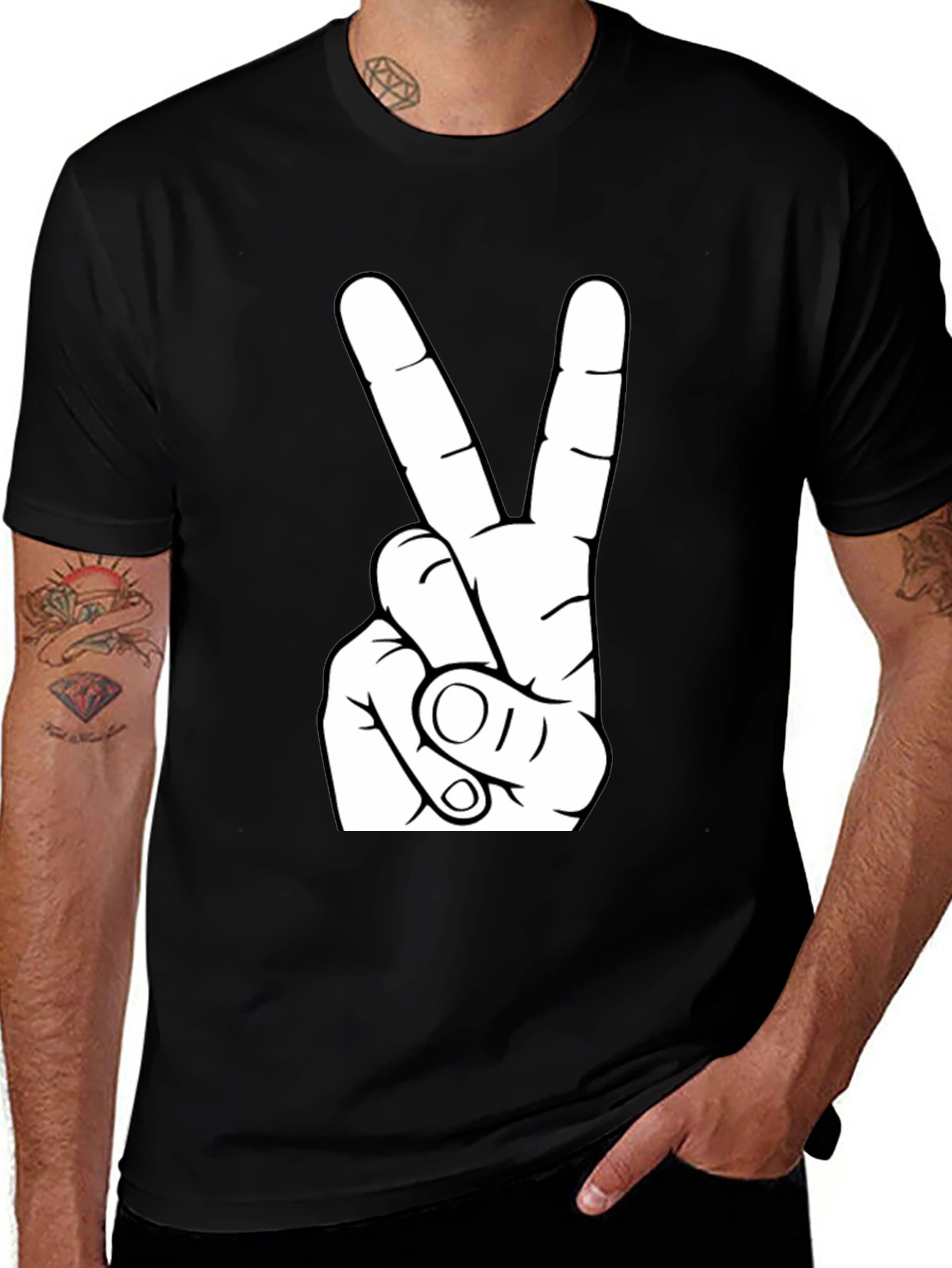 Variant 22 of Peace Sign Graphic Tee - Black T-Shirt