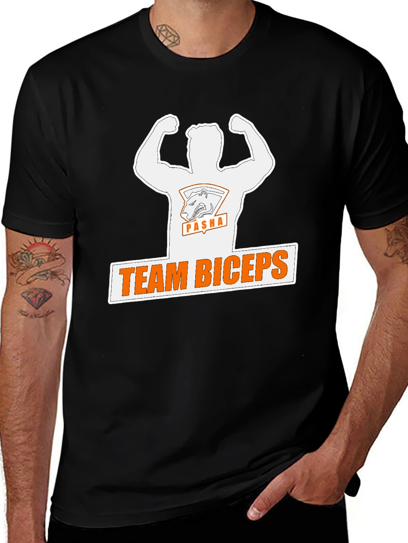 Variant 24 of Team Biceps Graphic Tee - Bold Black T-Shirt