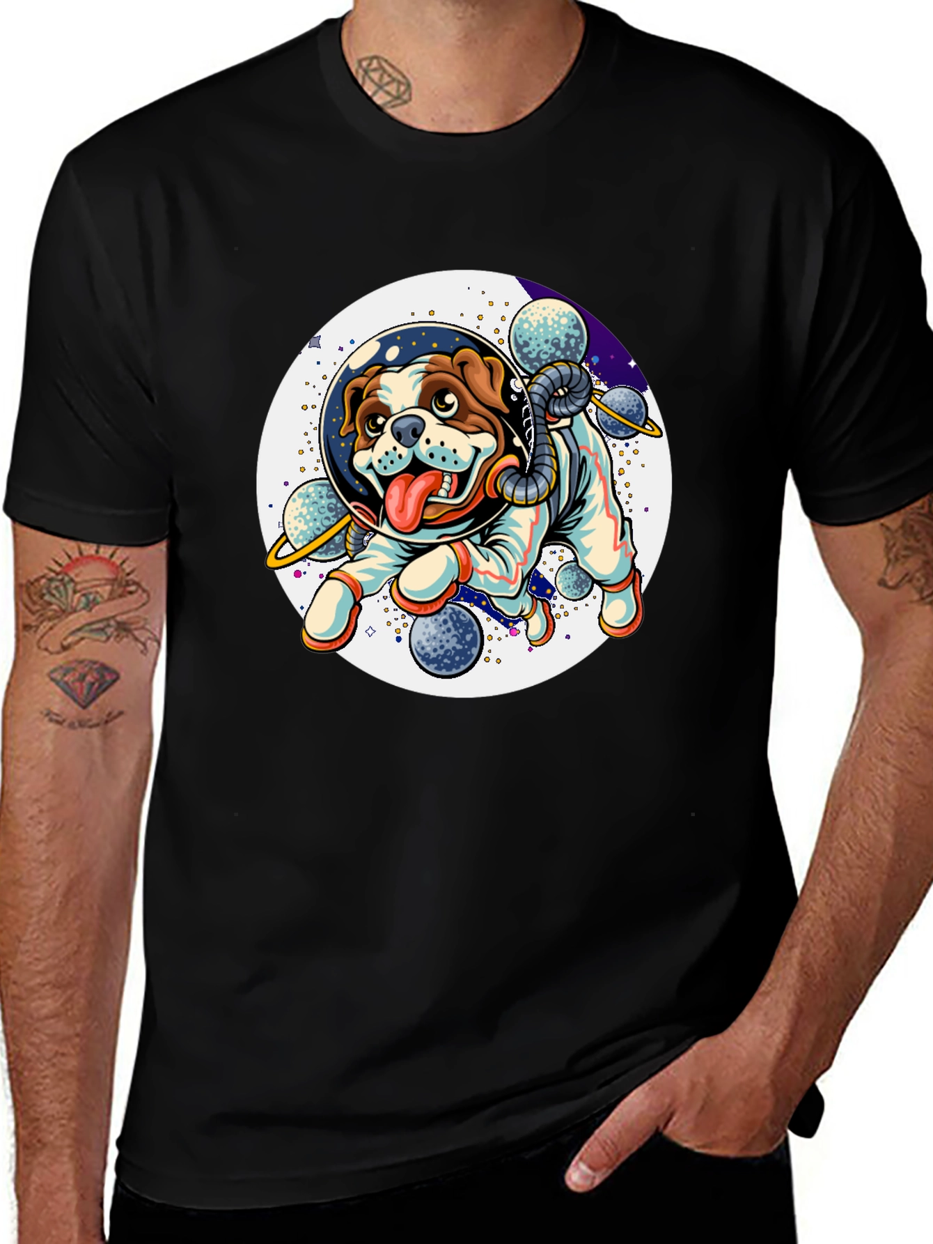 Variant 15 of Dog in Space Black T-Shirt