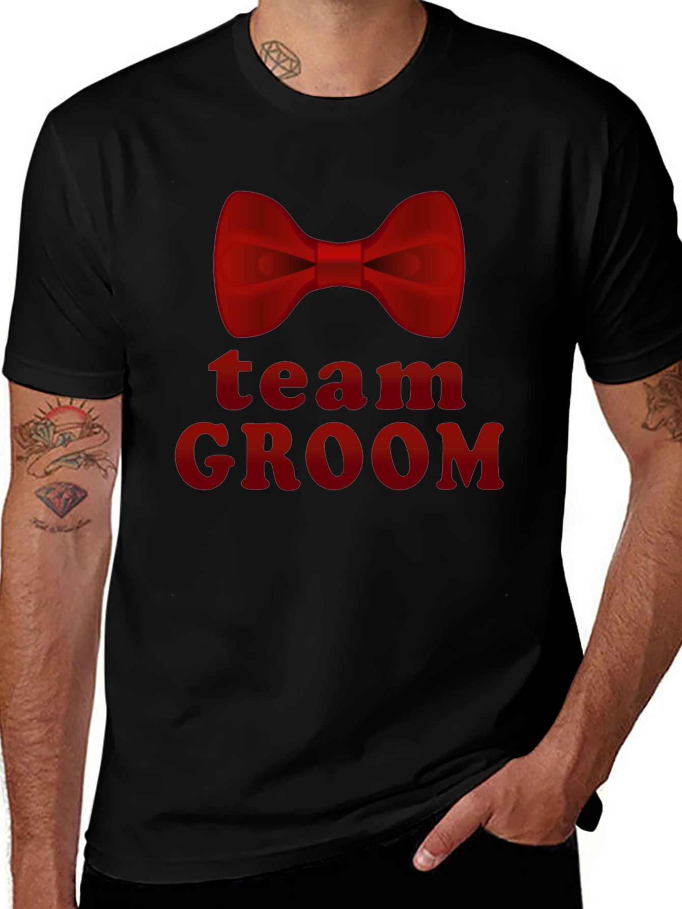 Team Groom Bowtie T-Shirt - Bachelor Party Ready!