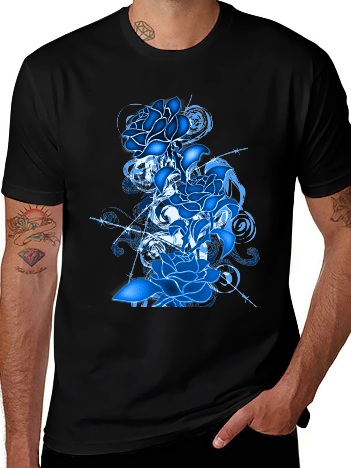 Variant 10 of Blue Rose Graphic T-Shirt - Stylish Men's Tee