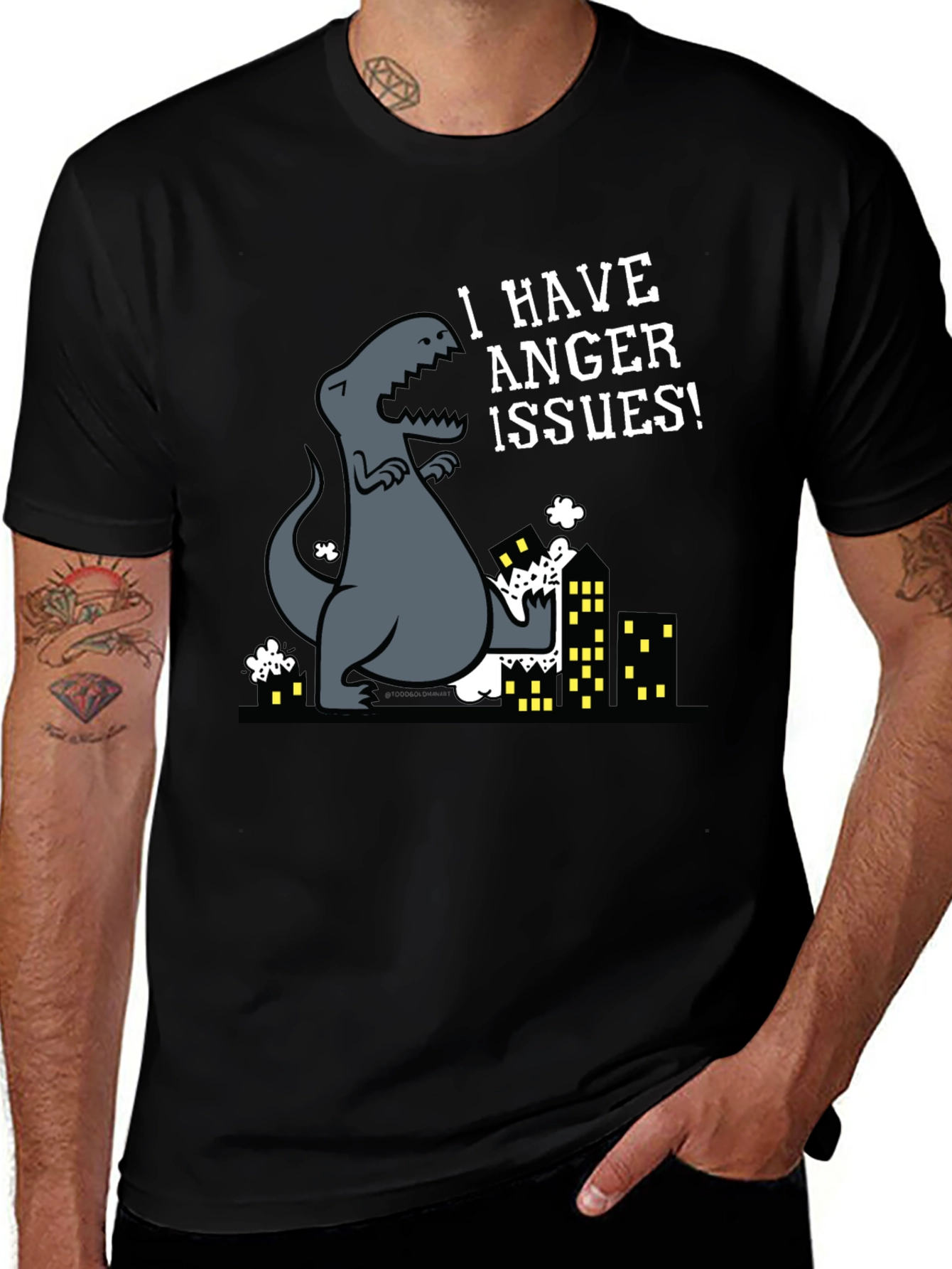Anger Issues T-Rex Graphic Tee - Black