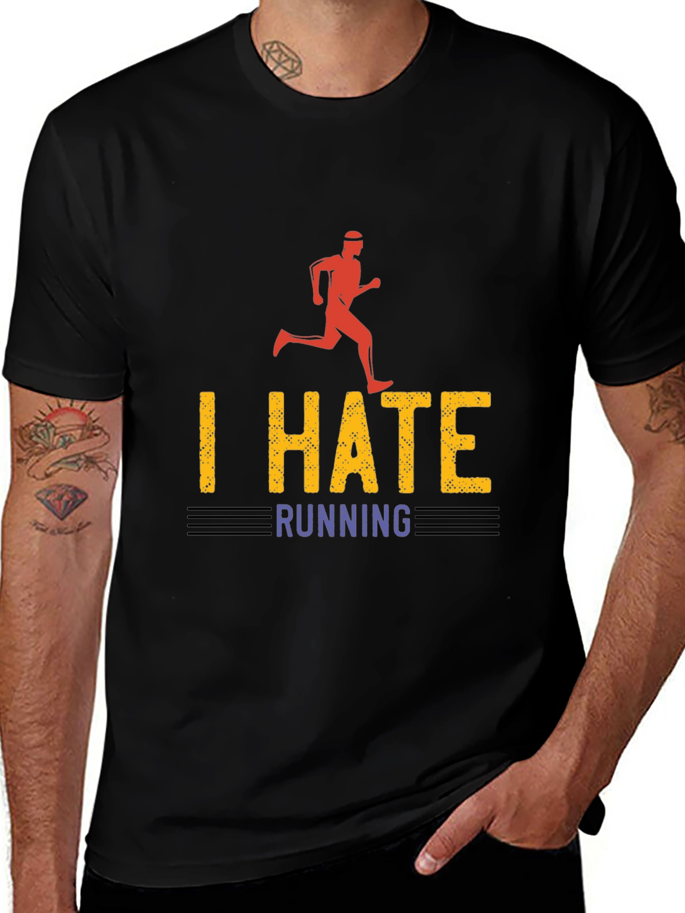 Variant 24 of I Hate Running Graphic T-Shirt - Anti-Exercise Humor Tee