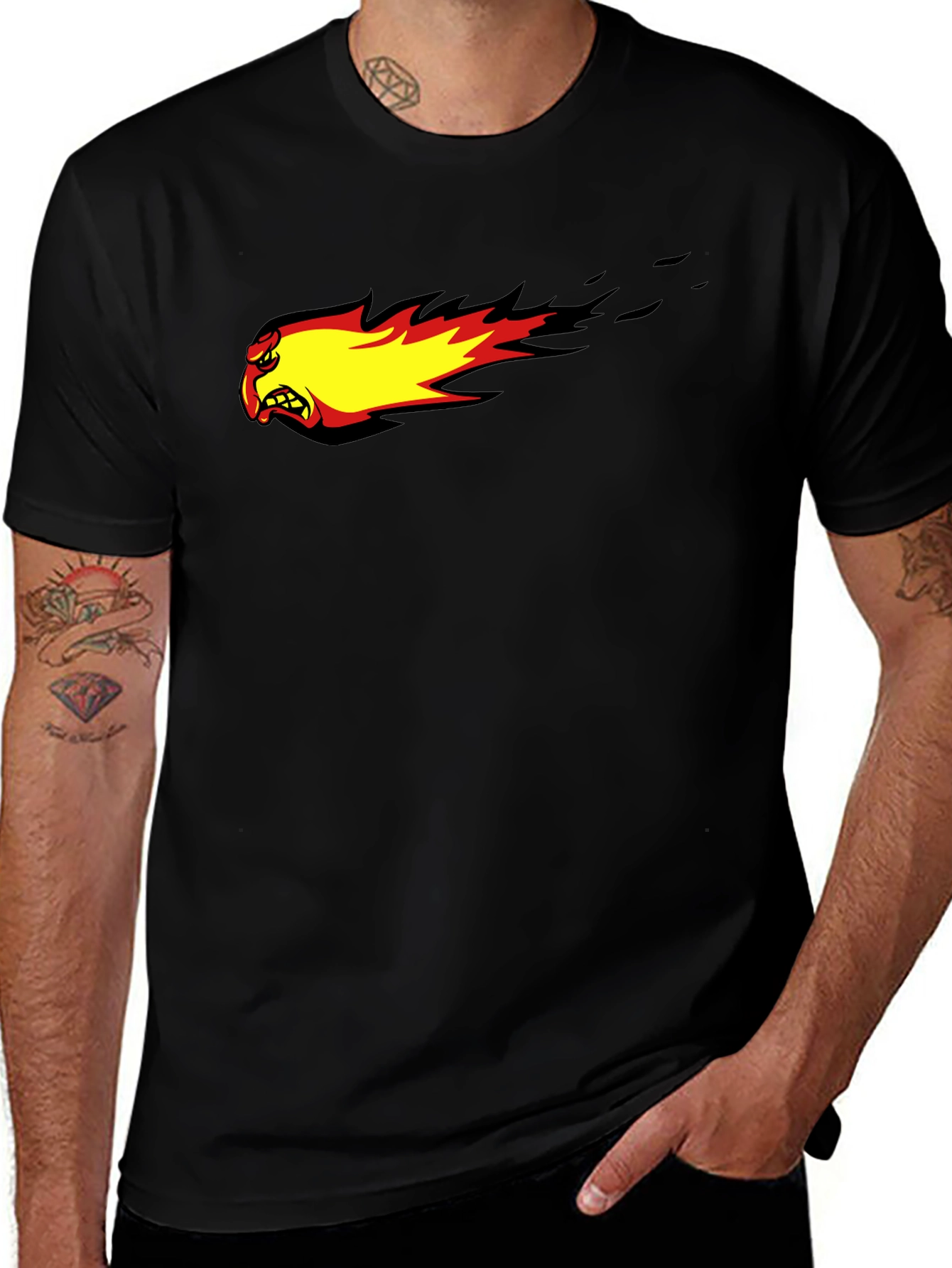 Variant 13 of Fiery Meteor Head Graphic Black T-Shirt