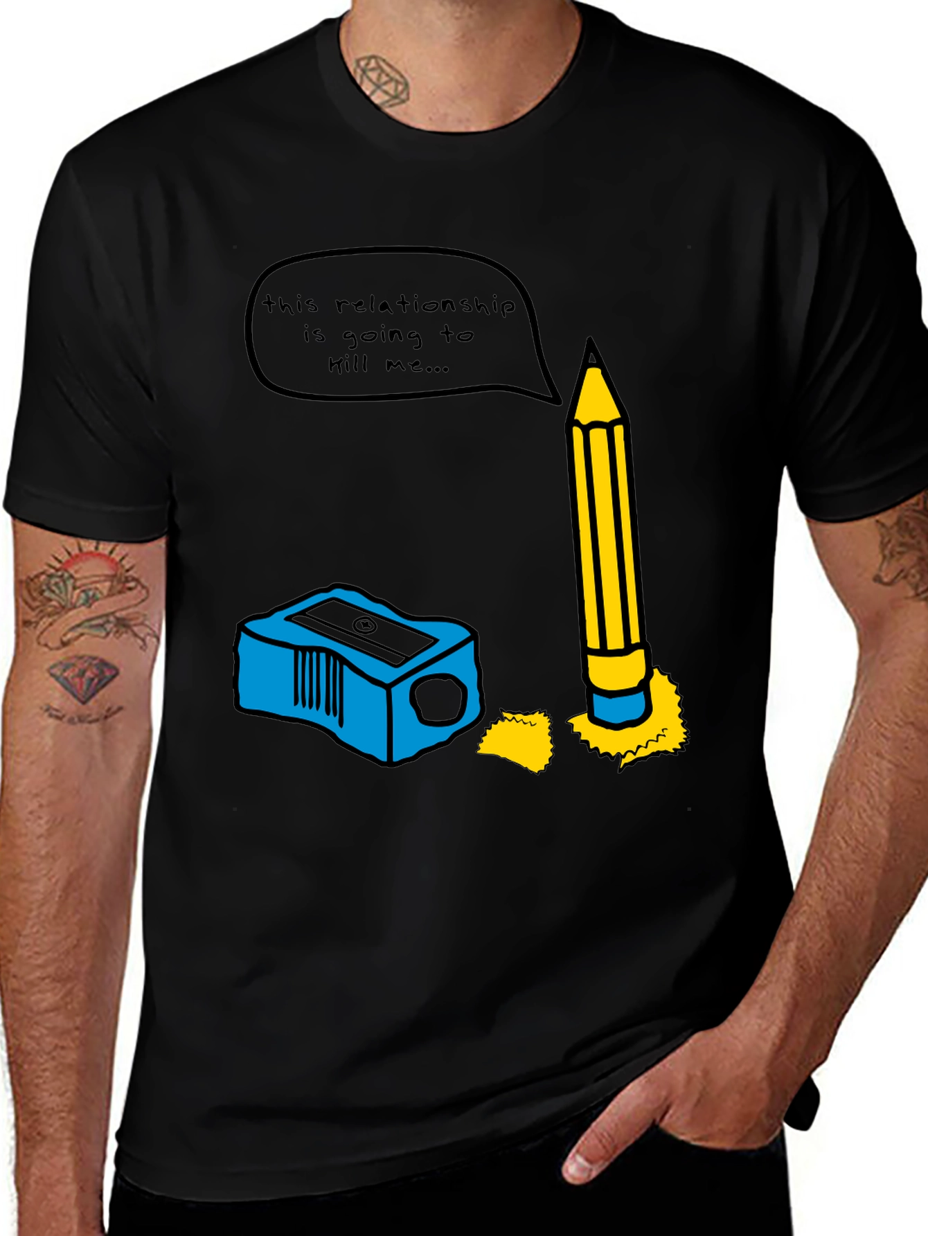 Variant 22 of Humorous Pencil & Sharpener Relationship Graphic Tee