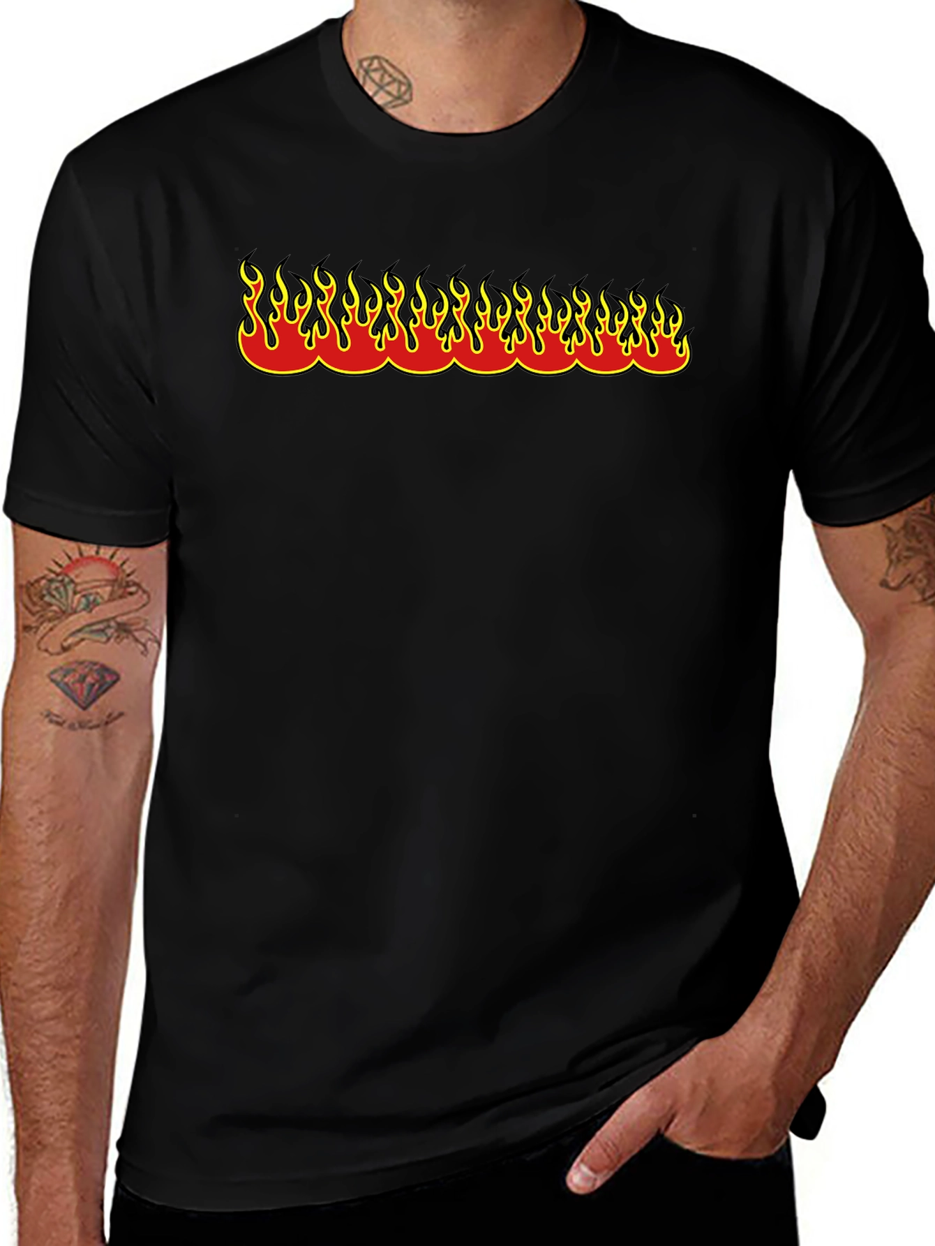 Variant 14 of Flame Graphic Tee - Black Casual Shirt