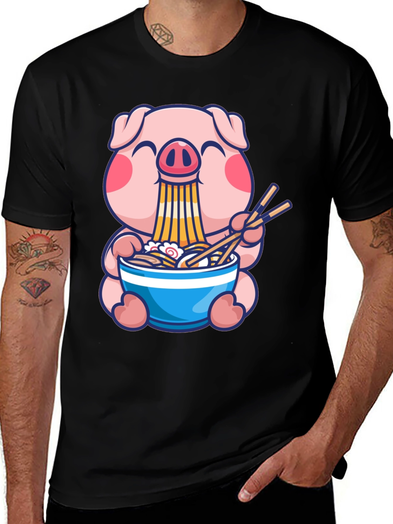 Variant 6 of Cute Pig Ramen T-Shirt - Anime Style