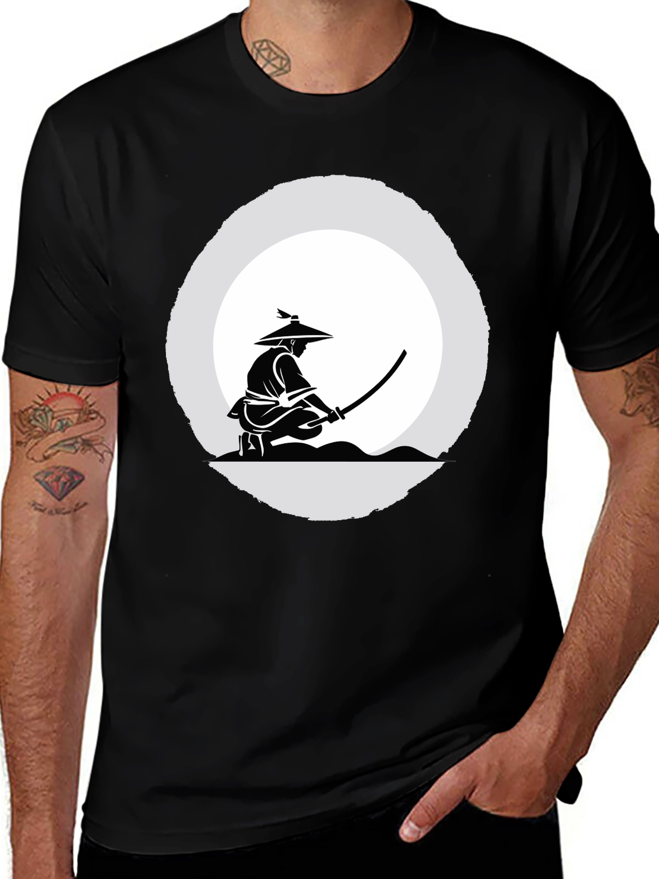 Variant 14 of Samurai Graphic Tee - Men's Black T-Shirt