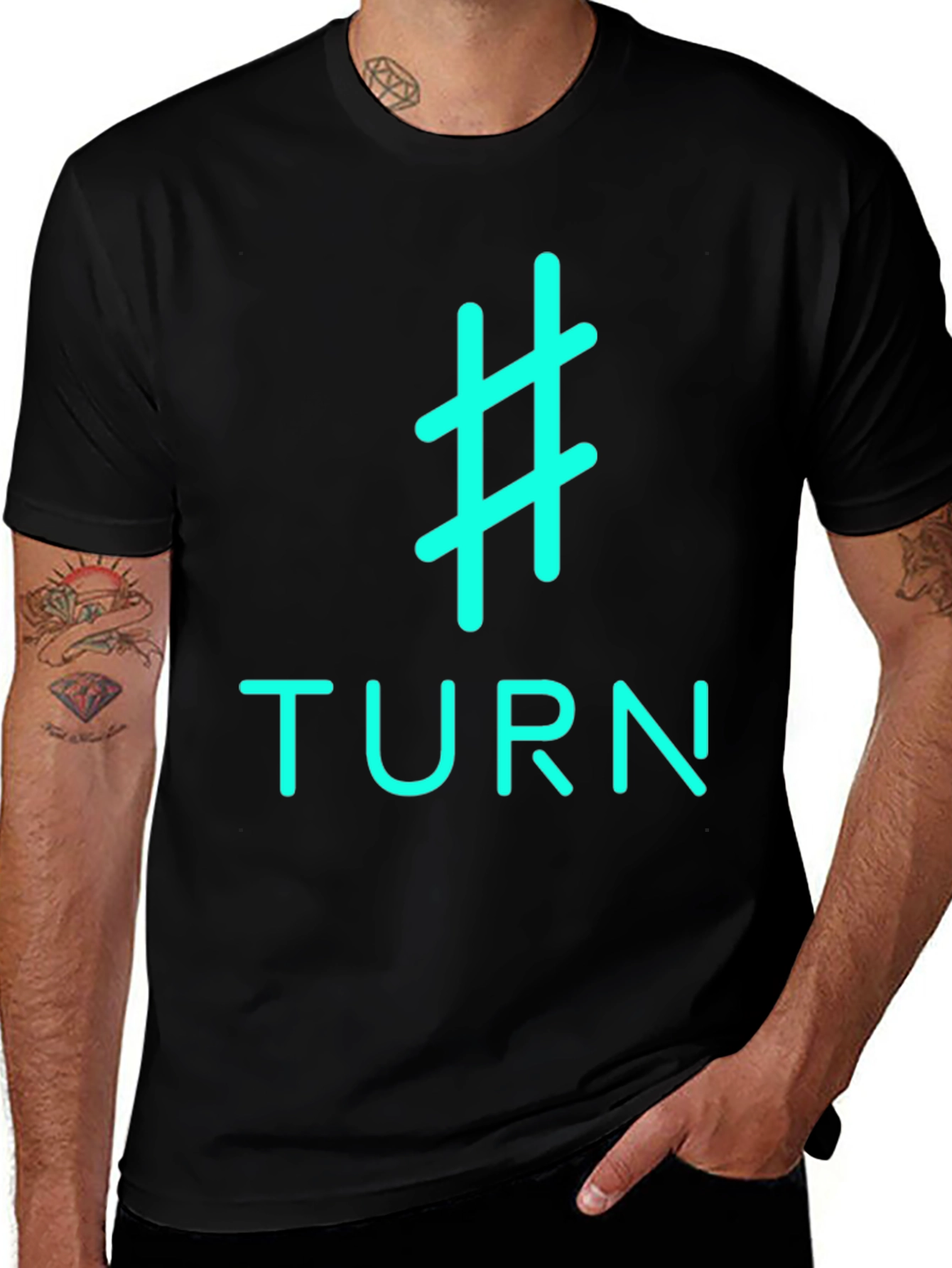 Variant 15 of Hashtag Turn Graphic Tee - Black Cotton