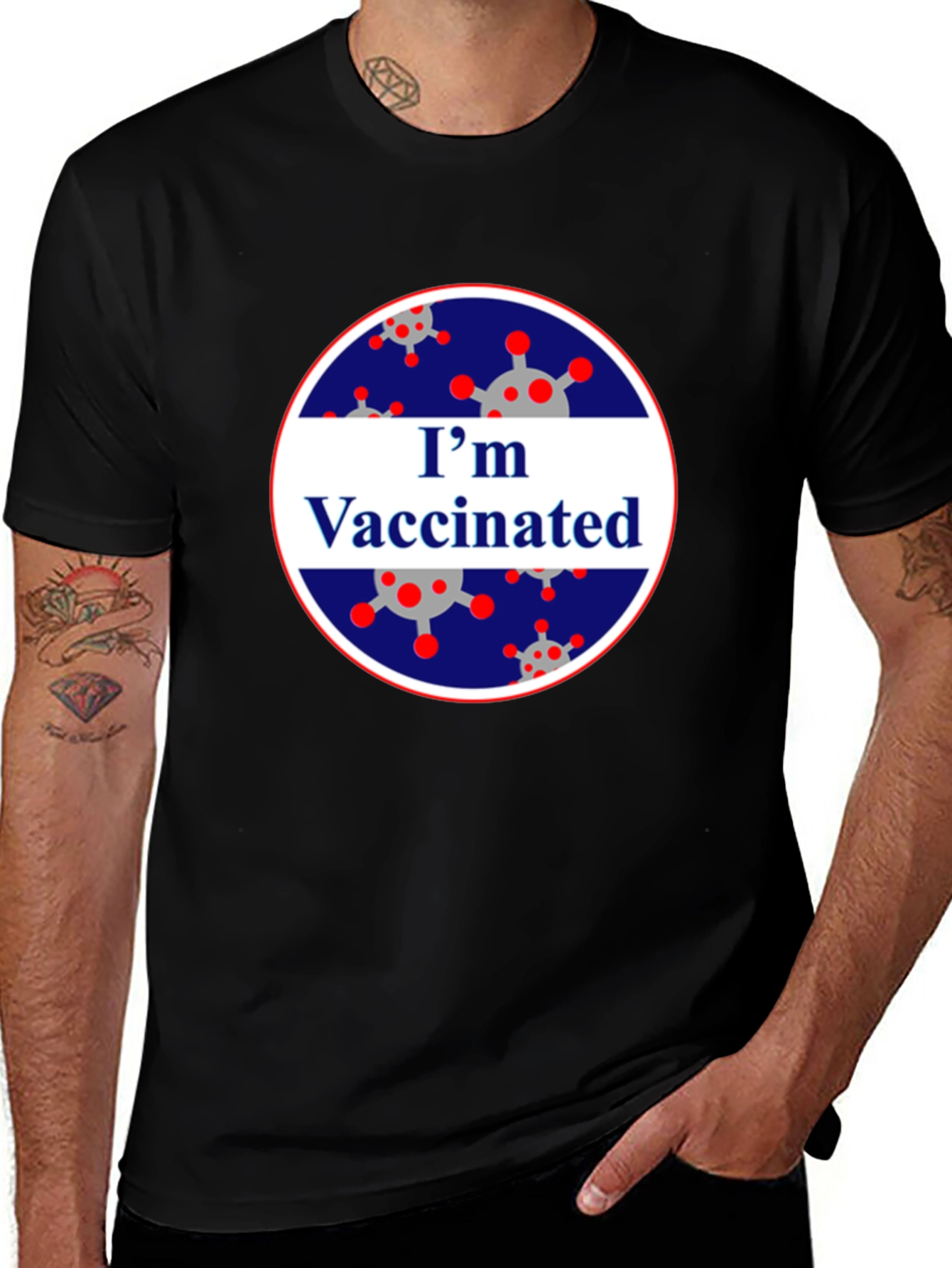 Variant 4 of I'm Vaccinated Black T-Shirt