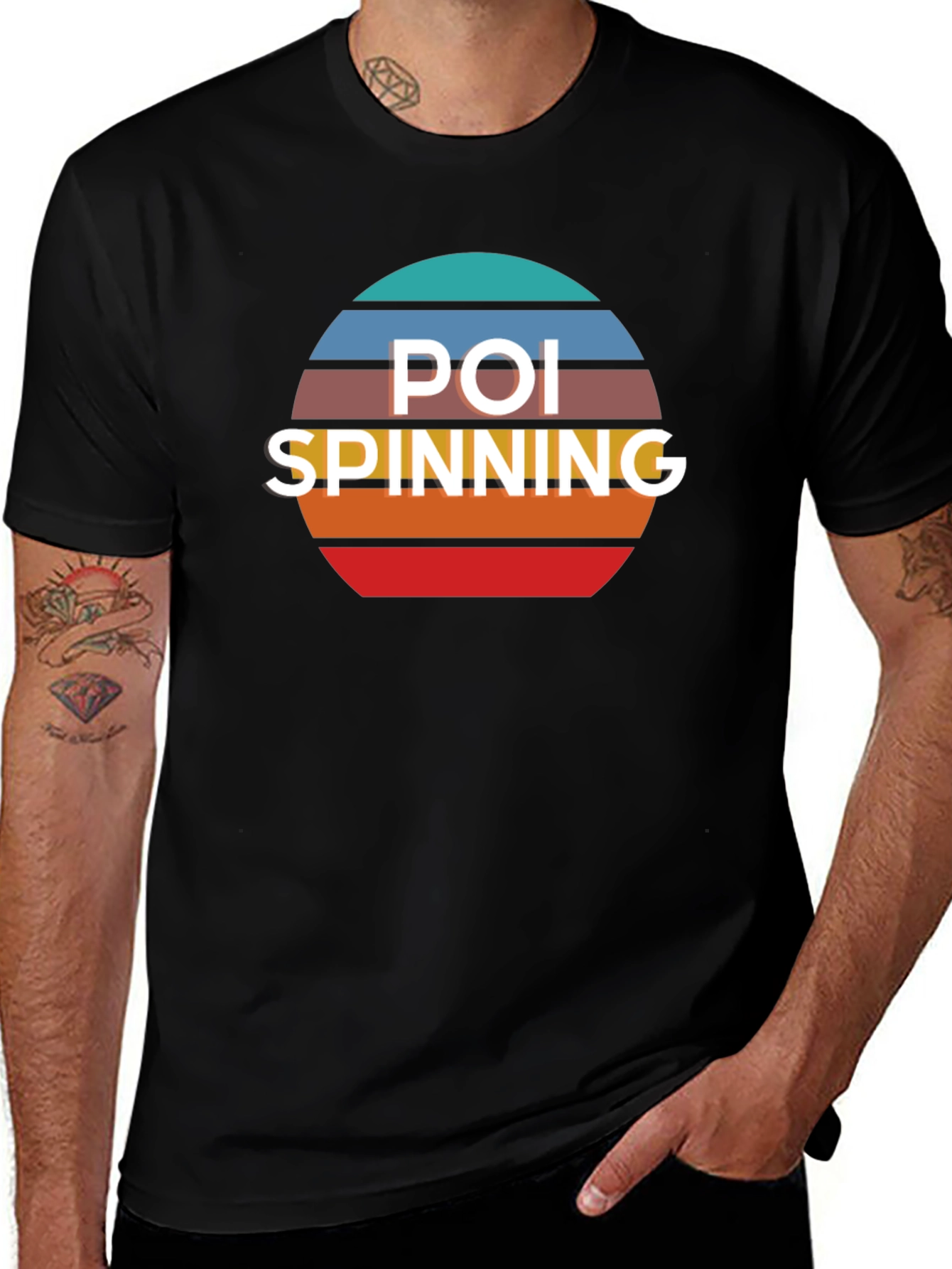 Poi Spinning Retro T-Shirt - Black