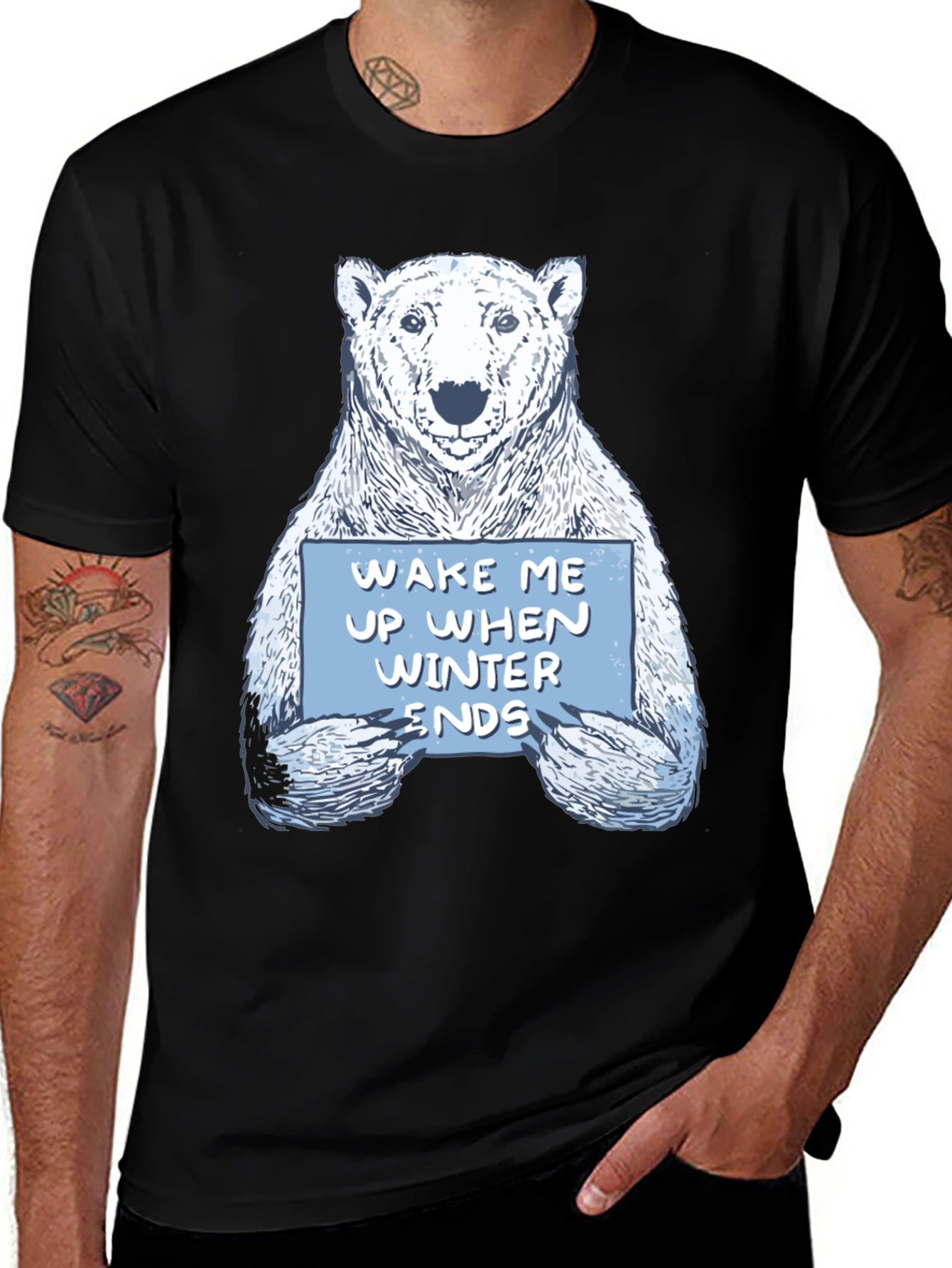 Variant 19 of Wake Me Up When Winter Ends Polar Bear T-Shirt