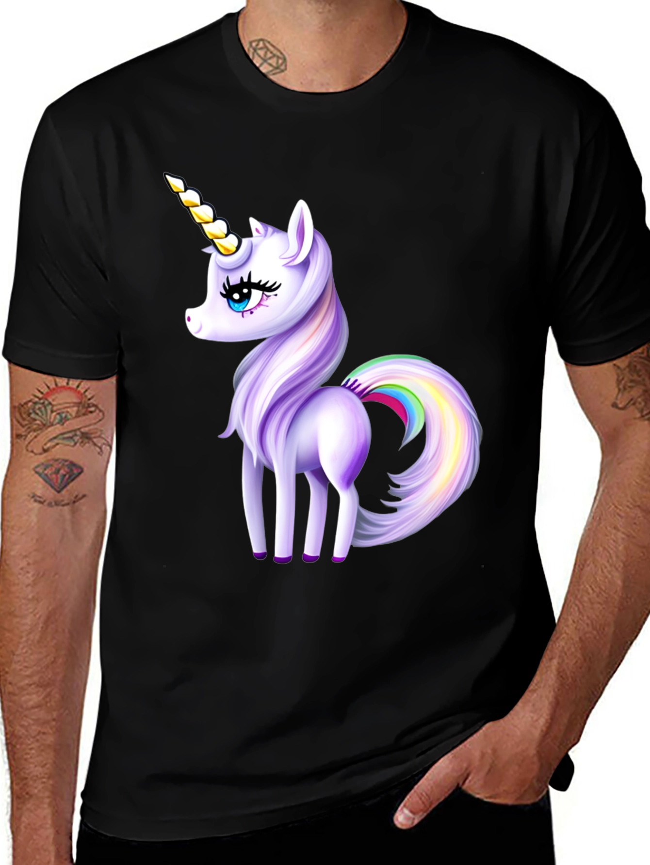 Variant 20 of Unicorn Graphic Tee - Magical Men's Black T-Shirt