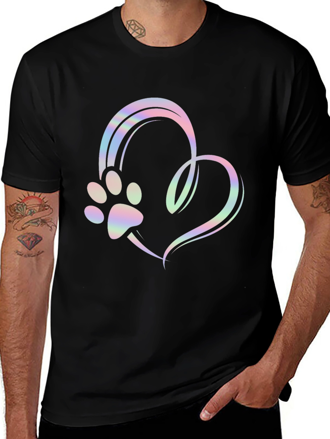 Variant 8 of Heart Paw Print Graphic Tee - Black