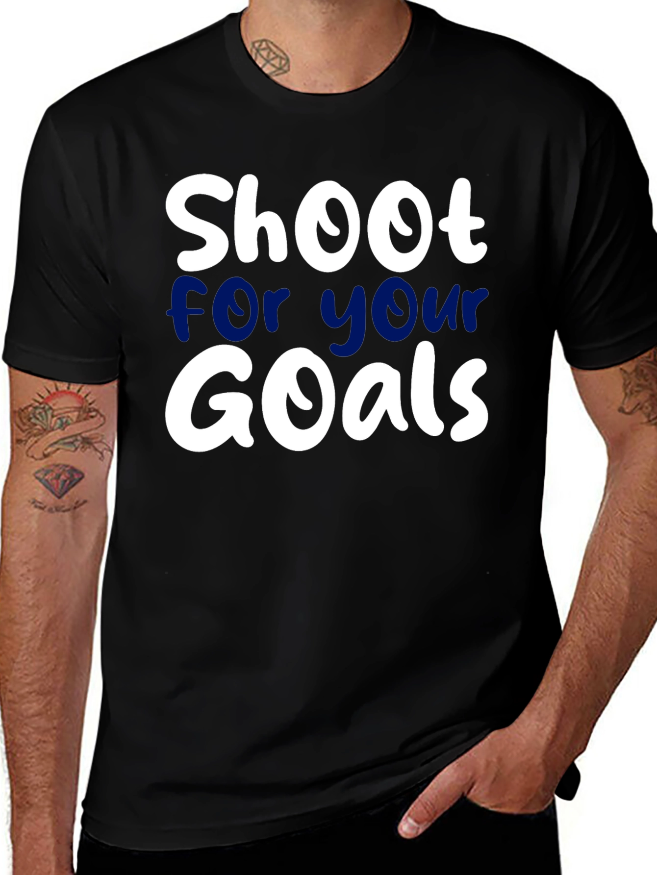 Variant 30 of Shoot For Your Goals T-Shirt Black Cotton