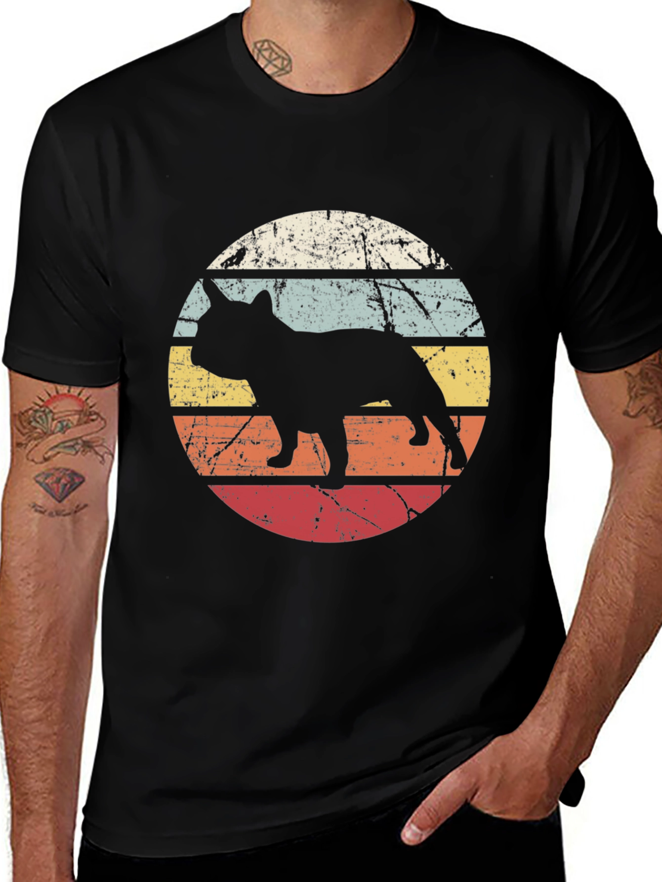 Variant 12 of Retro Bulldog Silhouette Graphic Tee