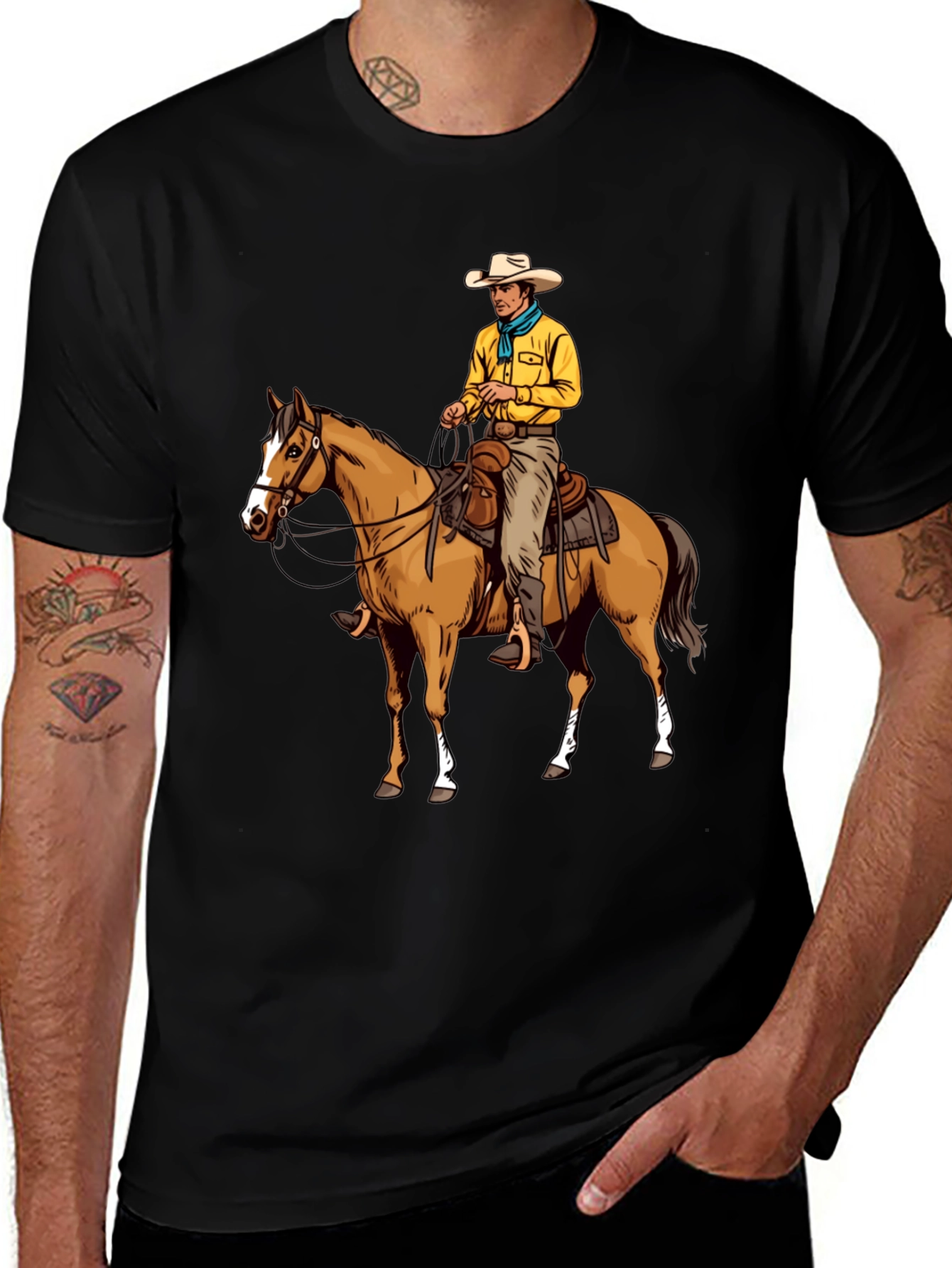 Variant 15 of Cowboy & Horse Graphic Tee - Western Style