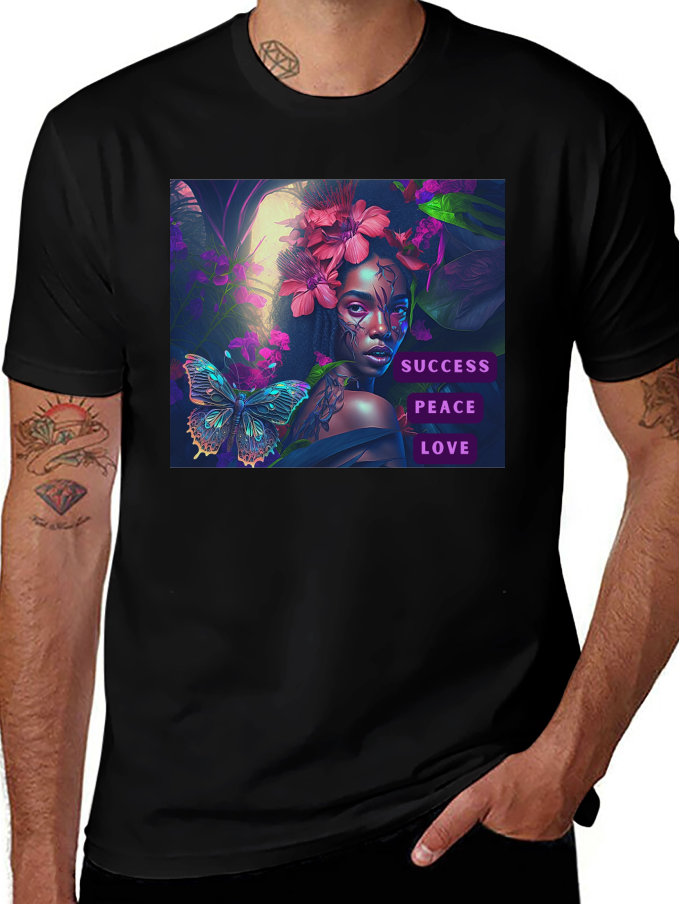 Black Success, Peace, Love Black T-Shirt main image
