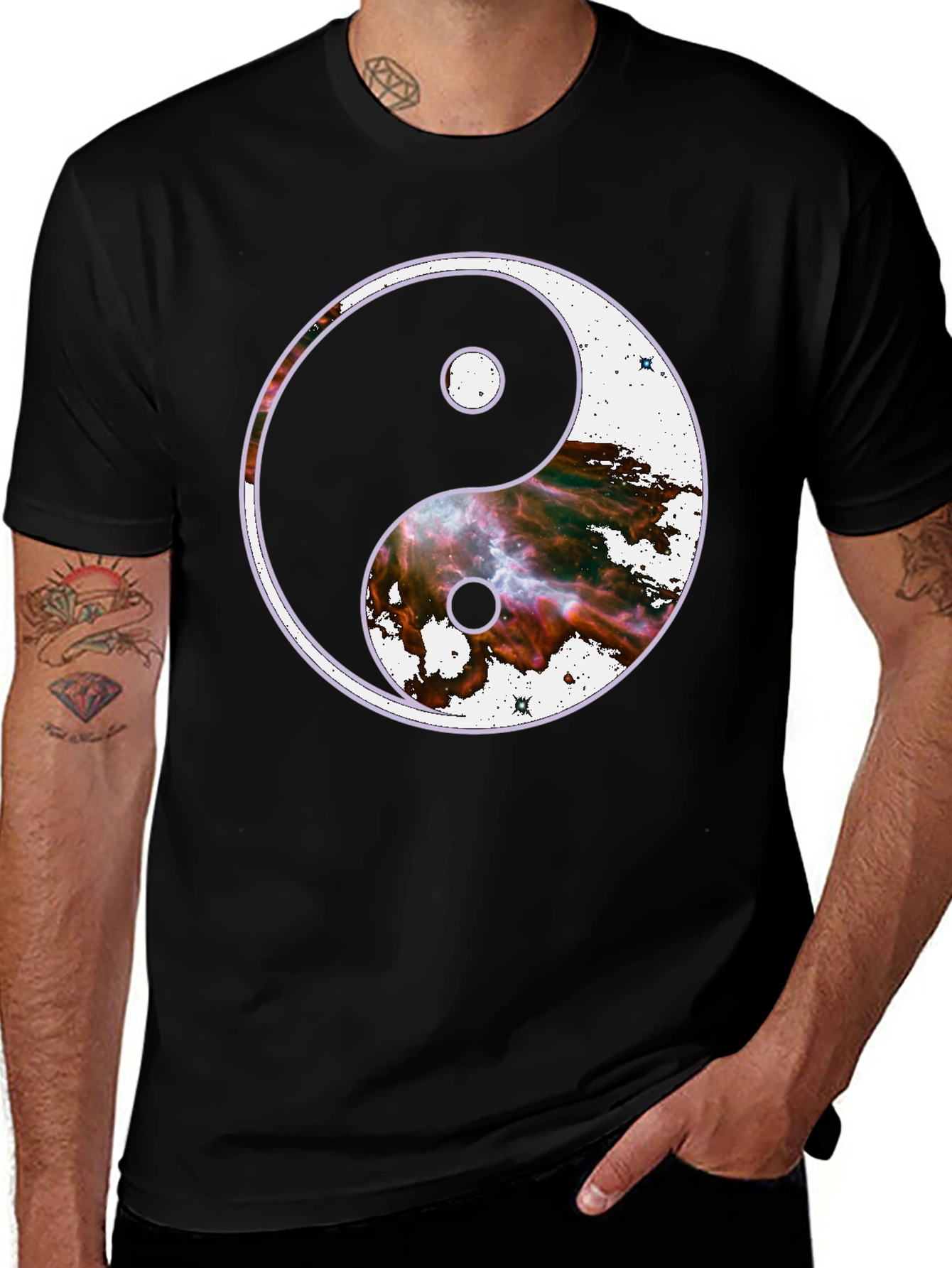 Yin Yang Galaxy Graphic Tee - Cosmic Balance