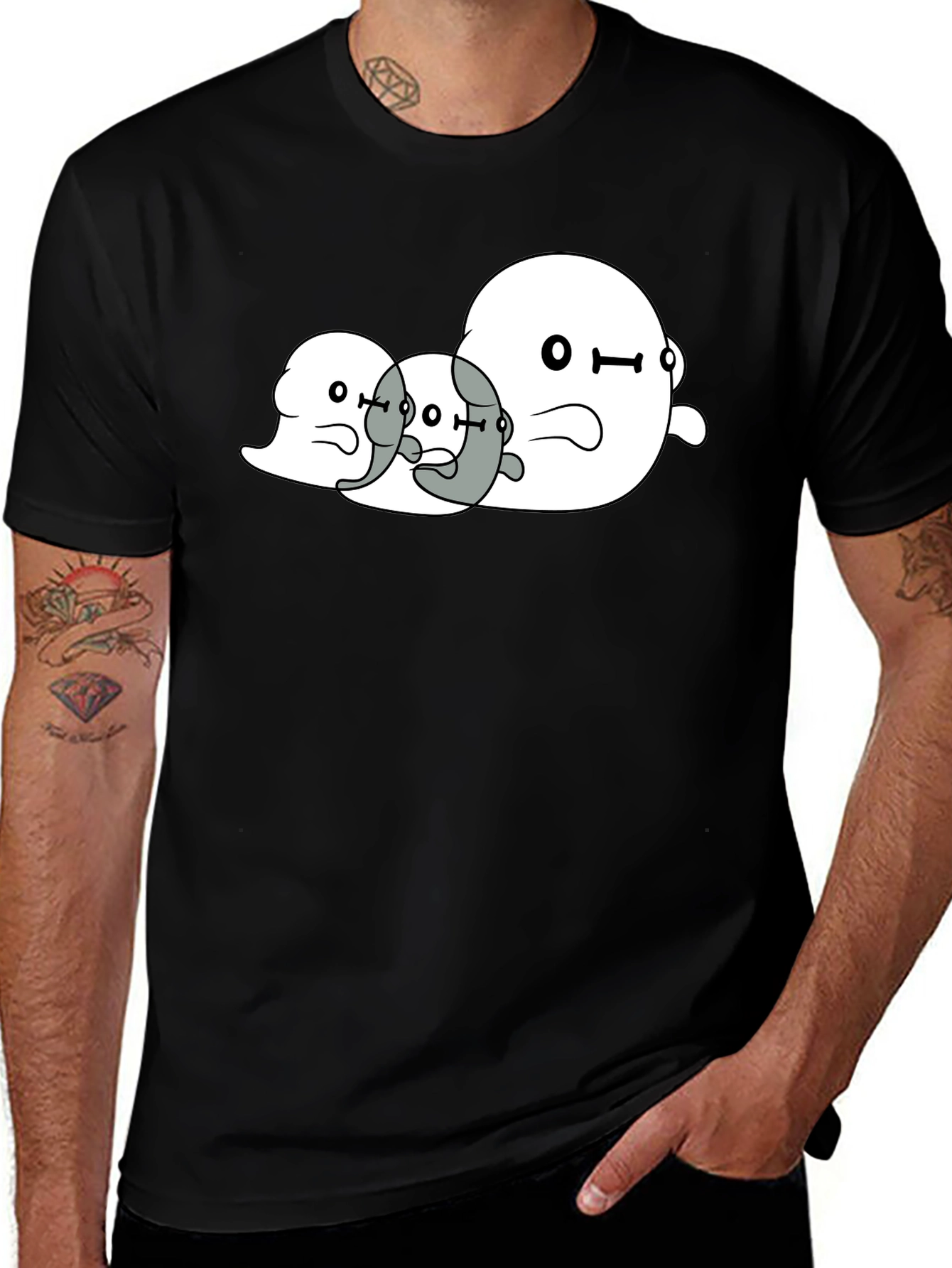 Variant 20 of Ghost Trio Graphic Black T-Shirt