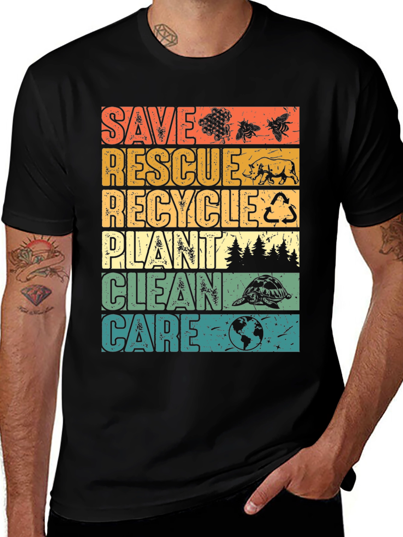 Variant 5 of Eco-Friendly Save Rescue Recycle Graphic T-Shirt