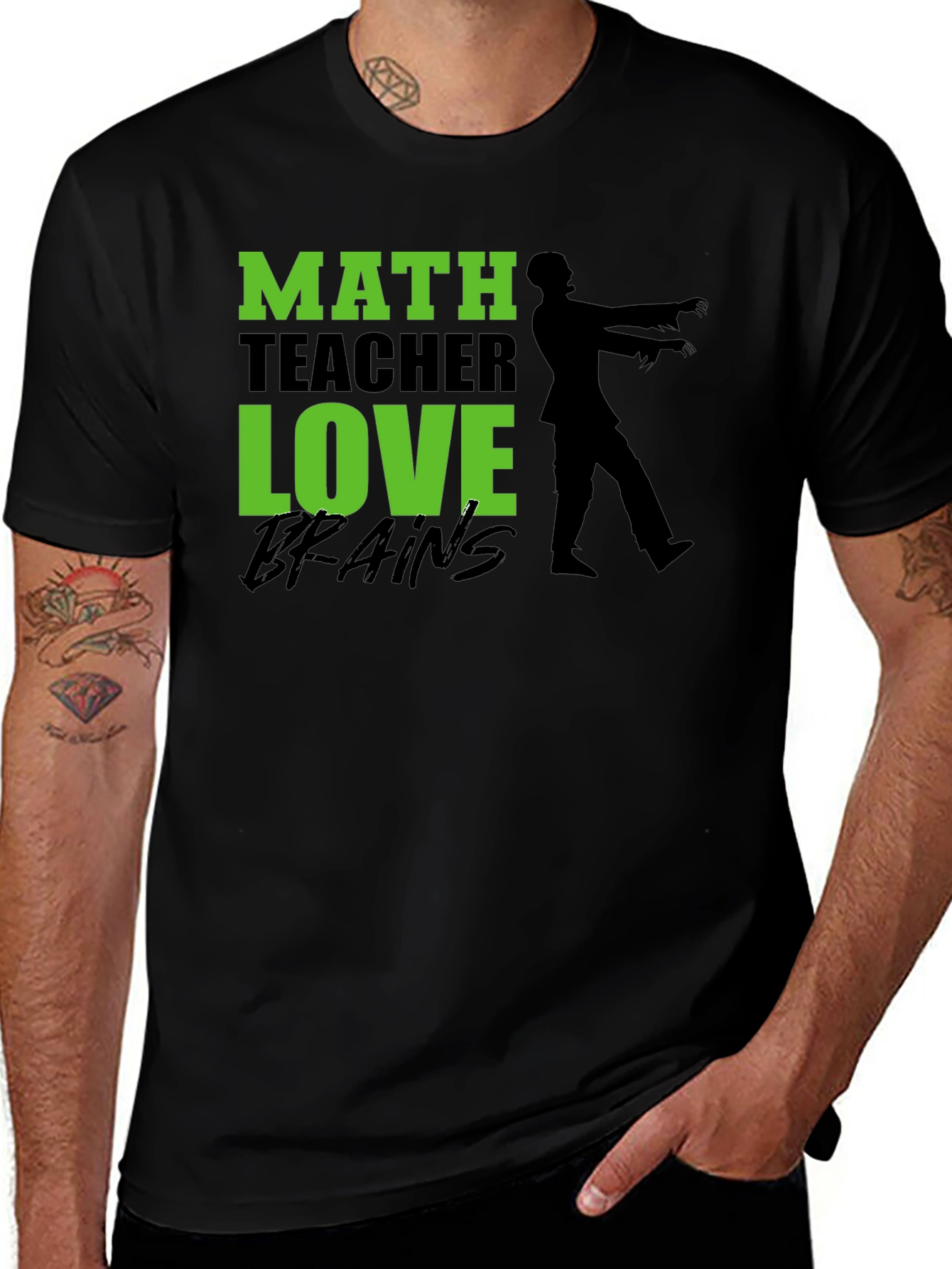 Variant 14 of Math Teacher Zombie Brains Graphic T-Shirt
