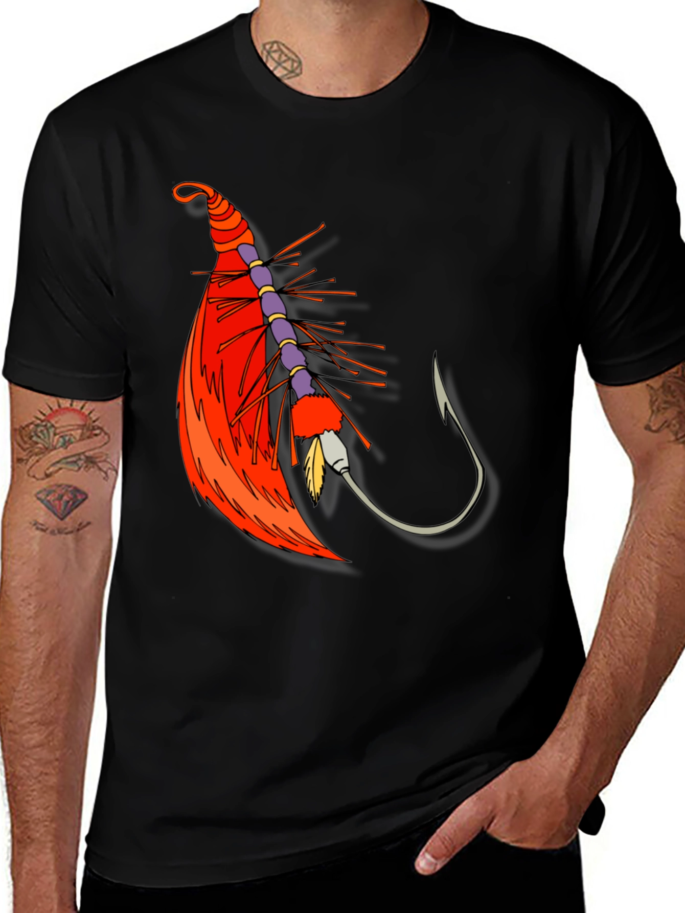 Variant 17 of Fishing Lure Graphic Tee - Black Cotton T-Shirt
