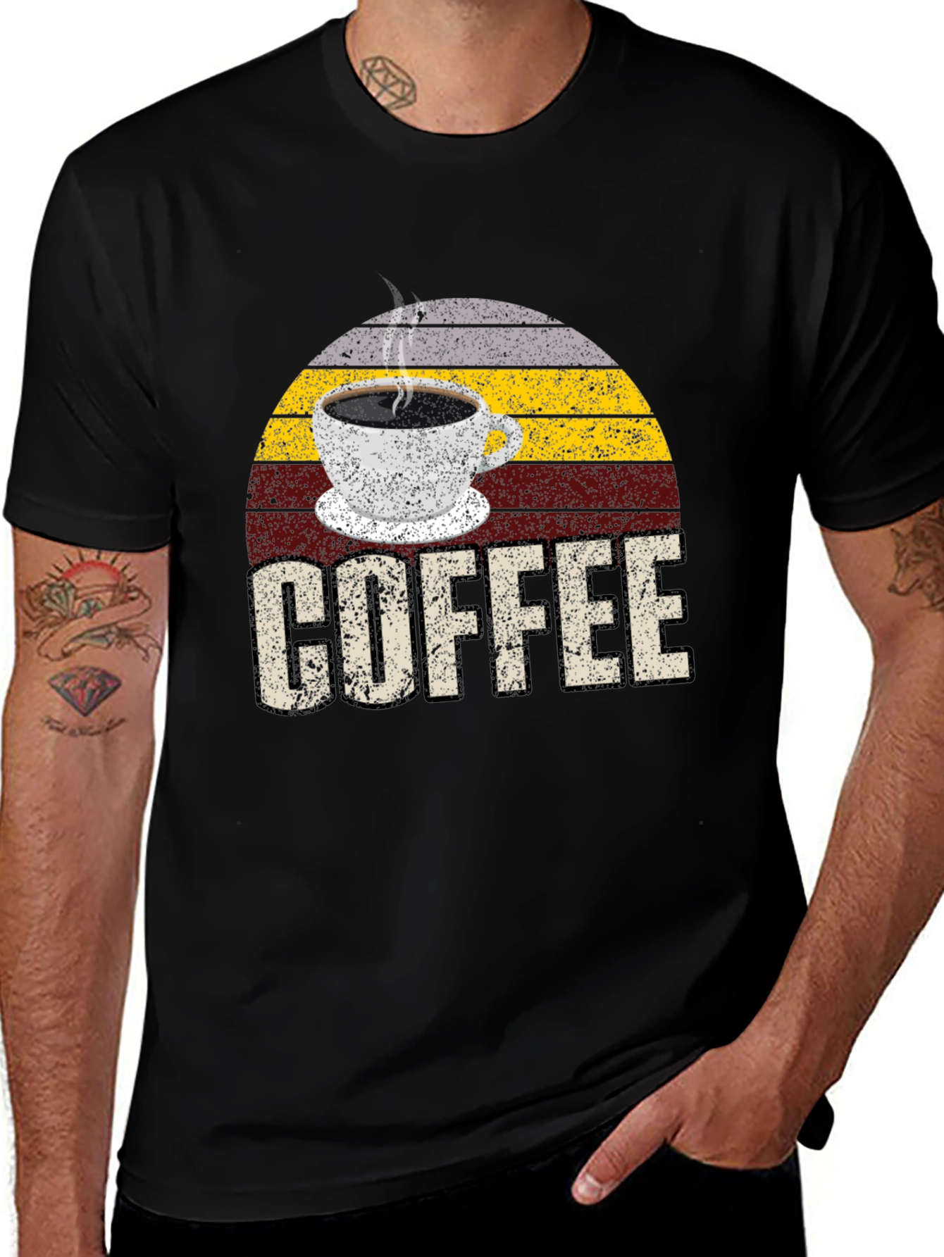Variant 25 of Retro Coffee Graphic T-Shirt - Black