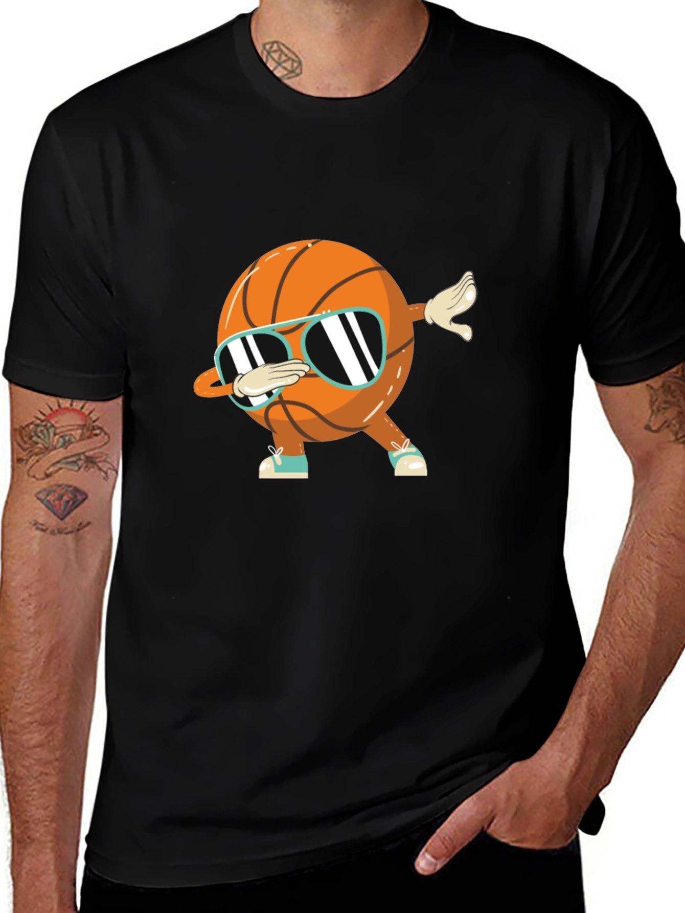 Variant 12 of Dabbing Basketball Graphic Tee - Black
