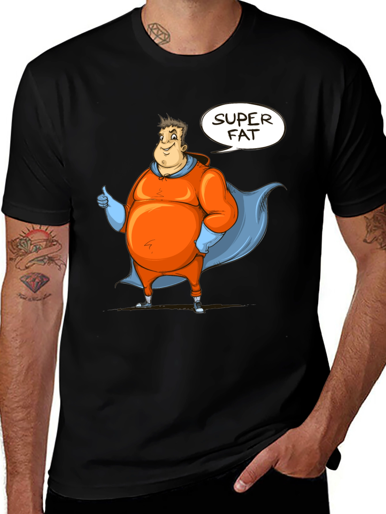 Variant 15 of Super Fat Superhero Black Graphic Tee