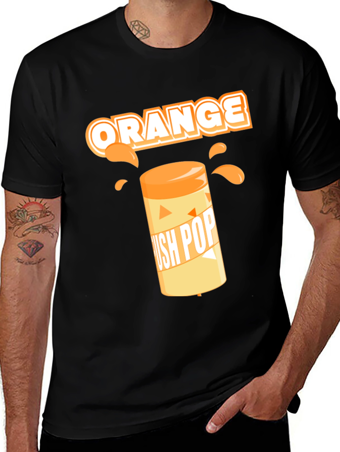 Variant 17 of Orange Push Pop T-Shirt - Novelty Graphic Tee