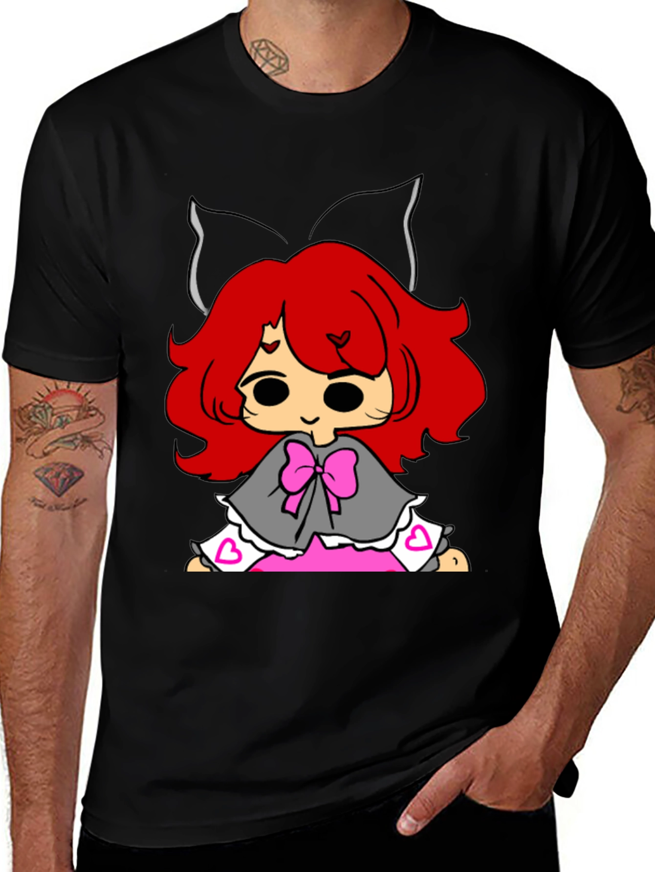 Variant 22 of Cute Anime Girl Black T-Shirt