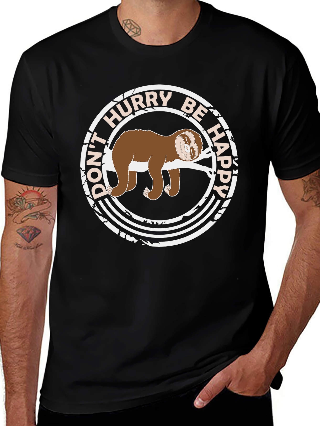 Don't Hurry Be Happy Sloth Graphic Tee